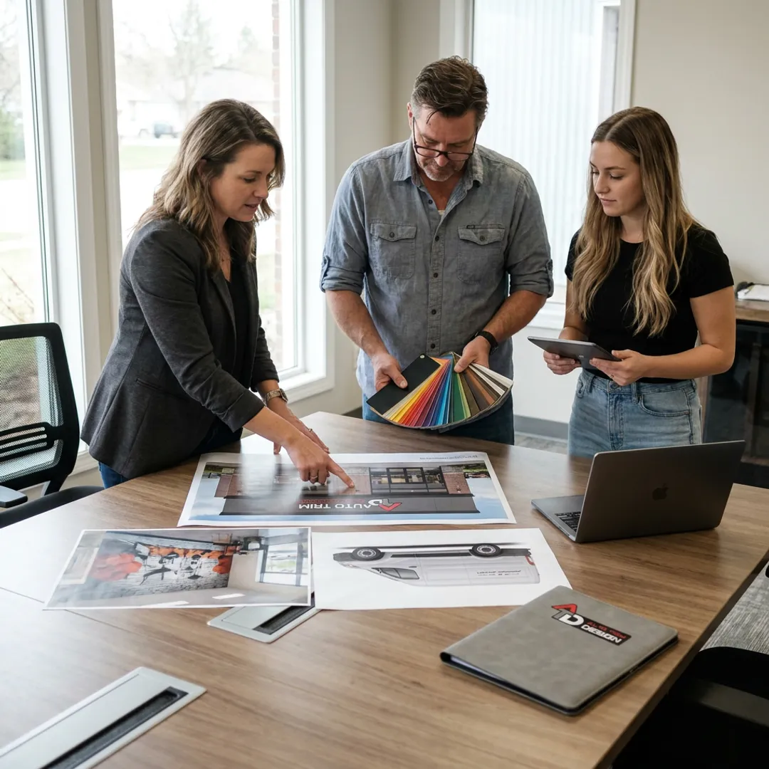 Branded signage and vehicle graphics design presentation