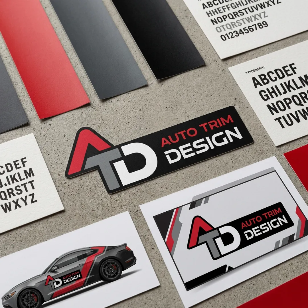 Brand identity materials with logo and colour samples