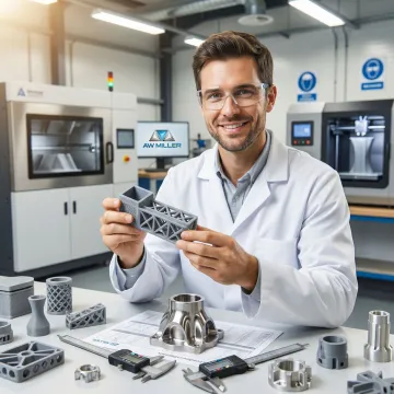 Engineer completing a hands-on 3D printing training exercise with printed components