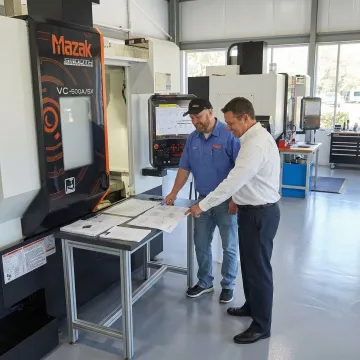 Application engineer consulting with a manufacturer about CNC machining solutions