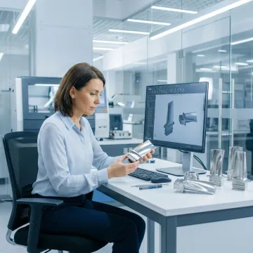Engineer practicing metal additive manufacturing design techniques during a training session