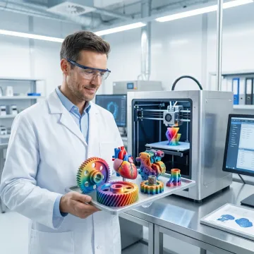 Full color 3D printed parts being produced on an industrial 3D printer