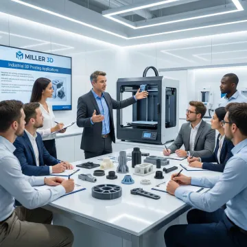 Instructor leading a 3D printing workshop with participants in Chicago