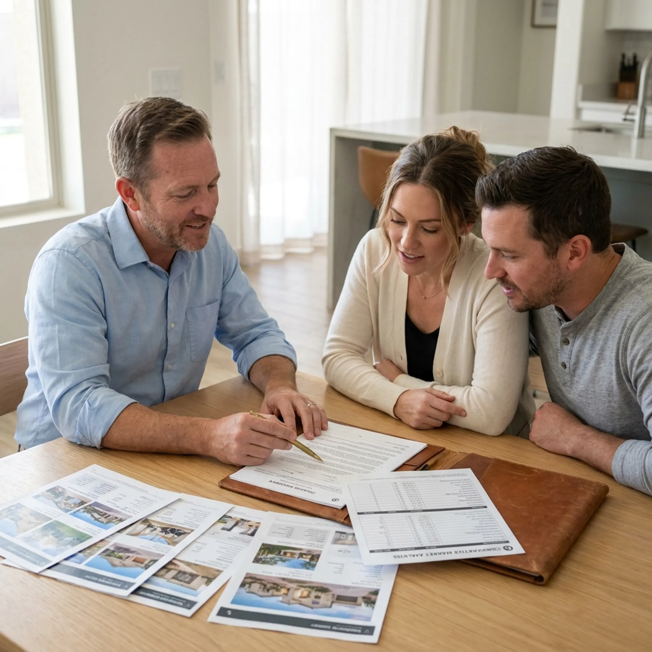 Clients discussing buying and selling homes