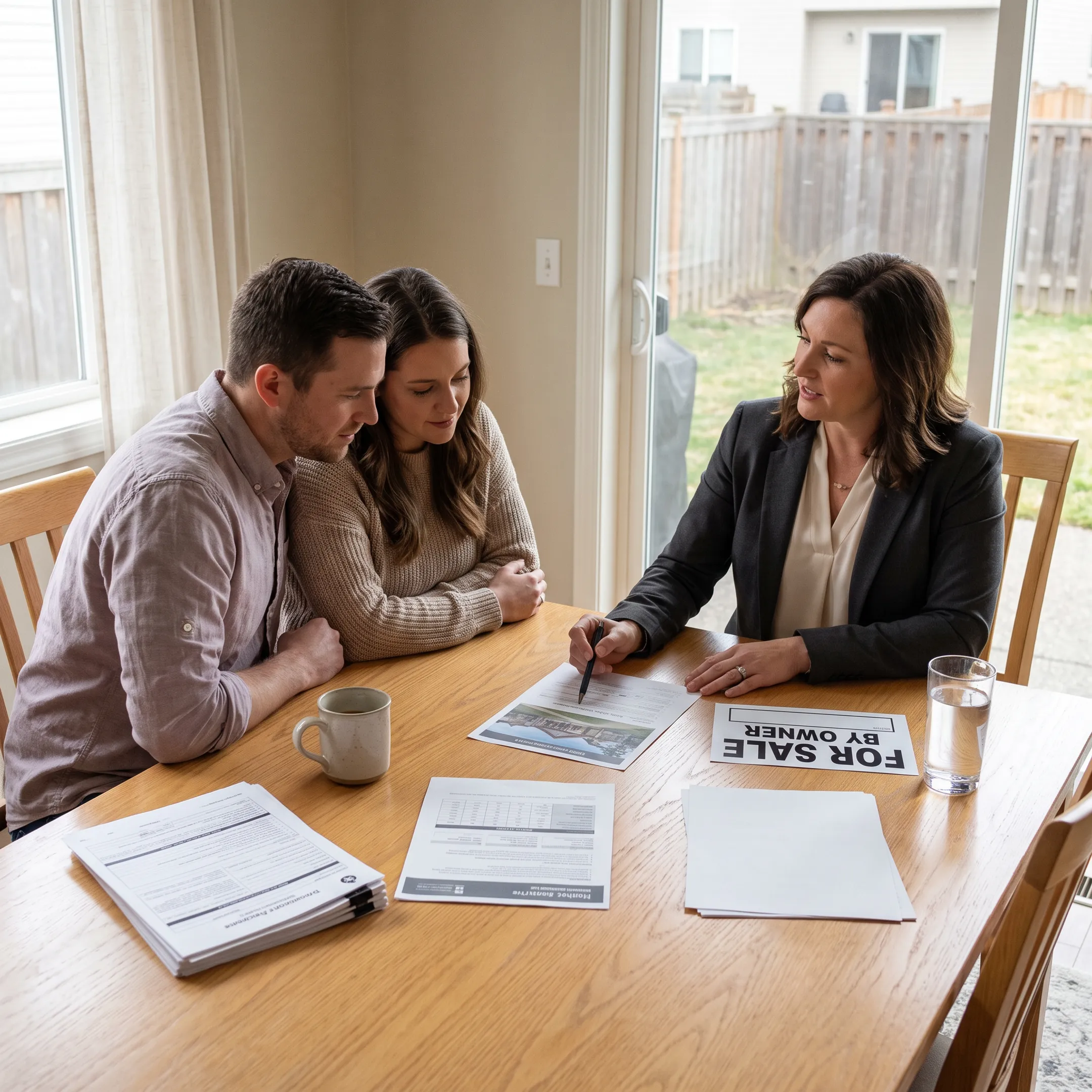 Home buyers reviewing a FSBO property