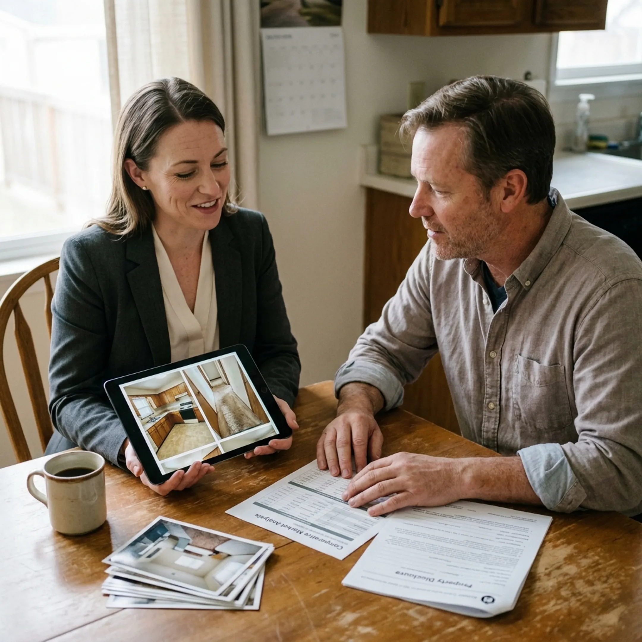 Property owner consulting a real estate professional