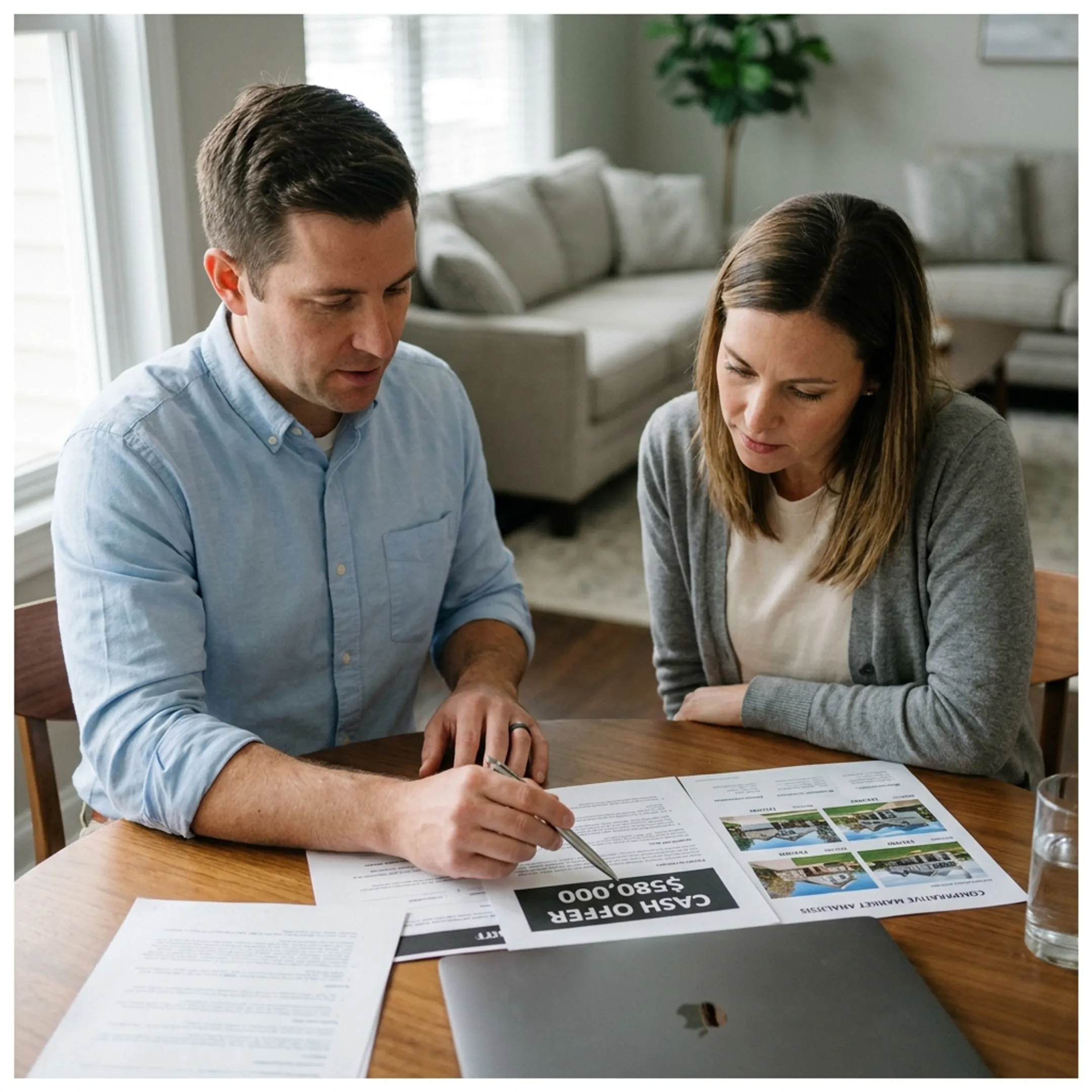 Homeowner reviewing a cash offer