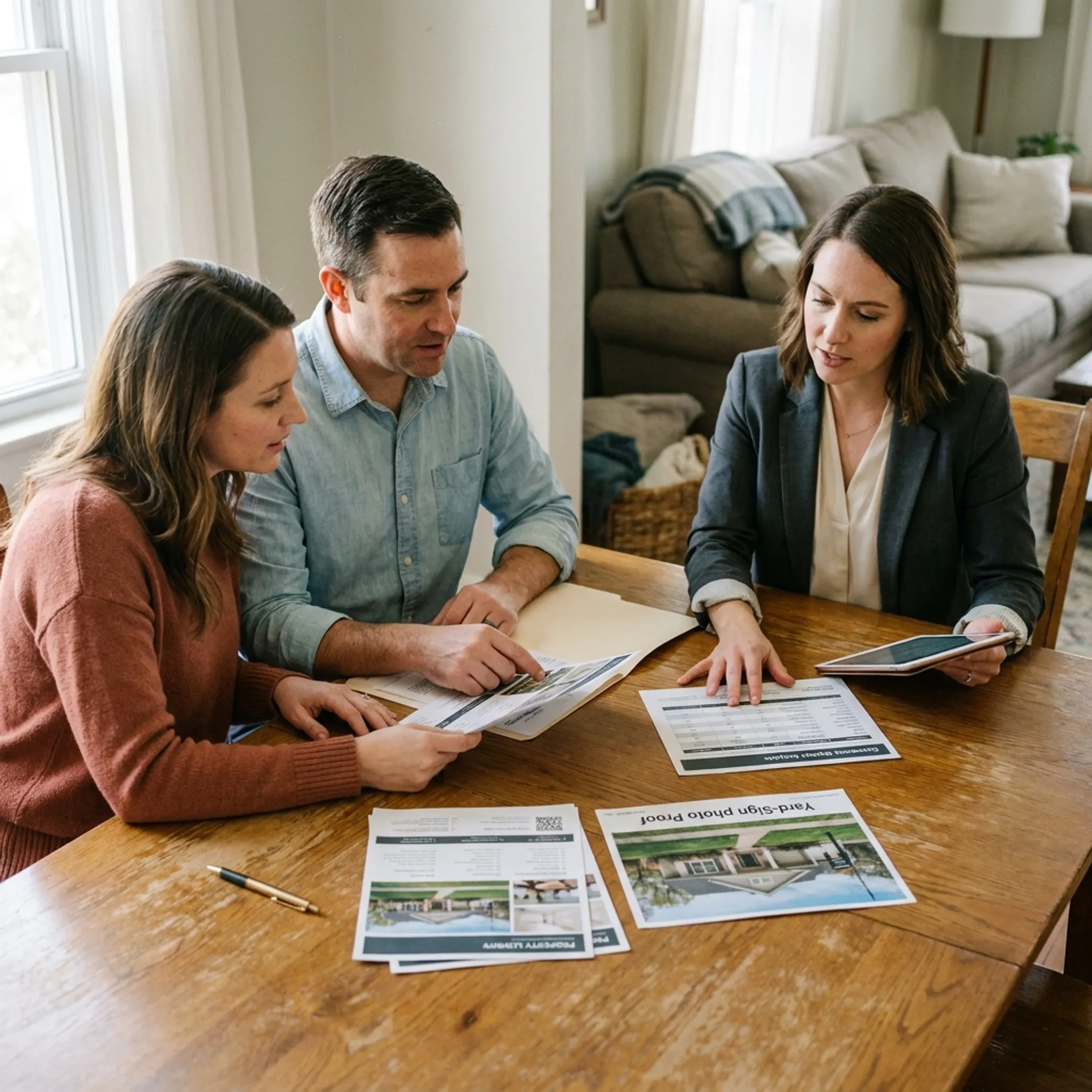 Home sellers preparing a property for listing