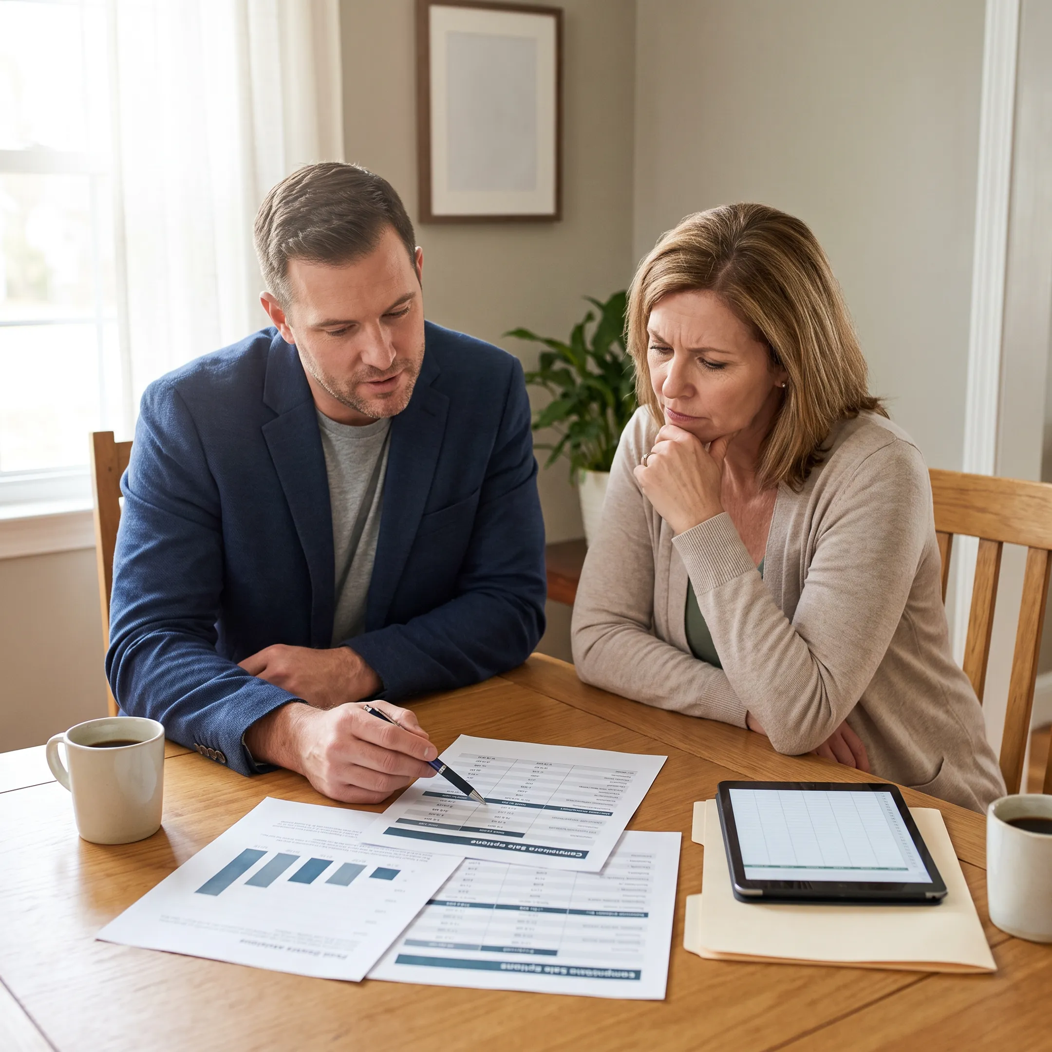 Real estate advisor explaining cash offer options to Arizona homeowner