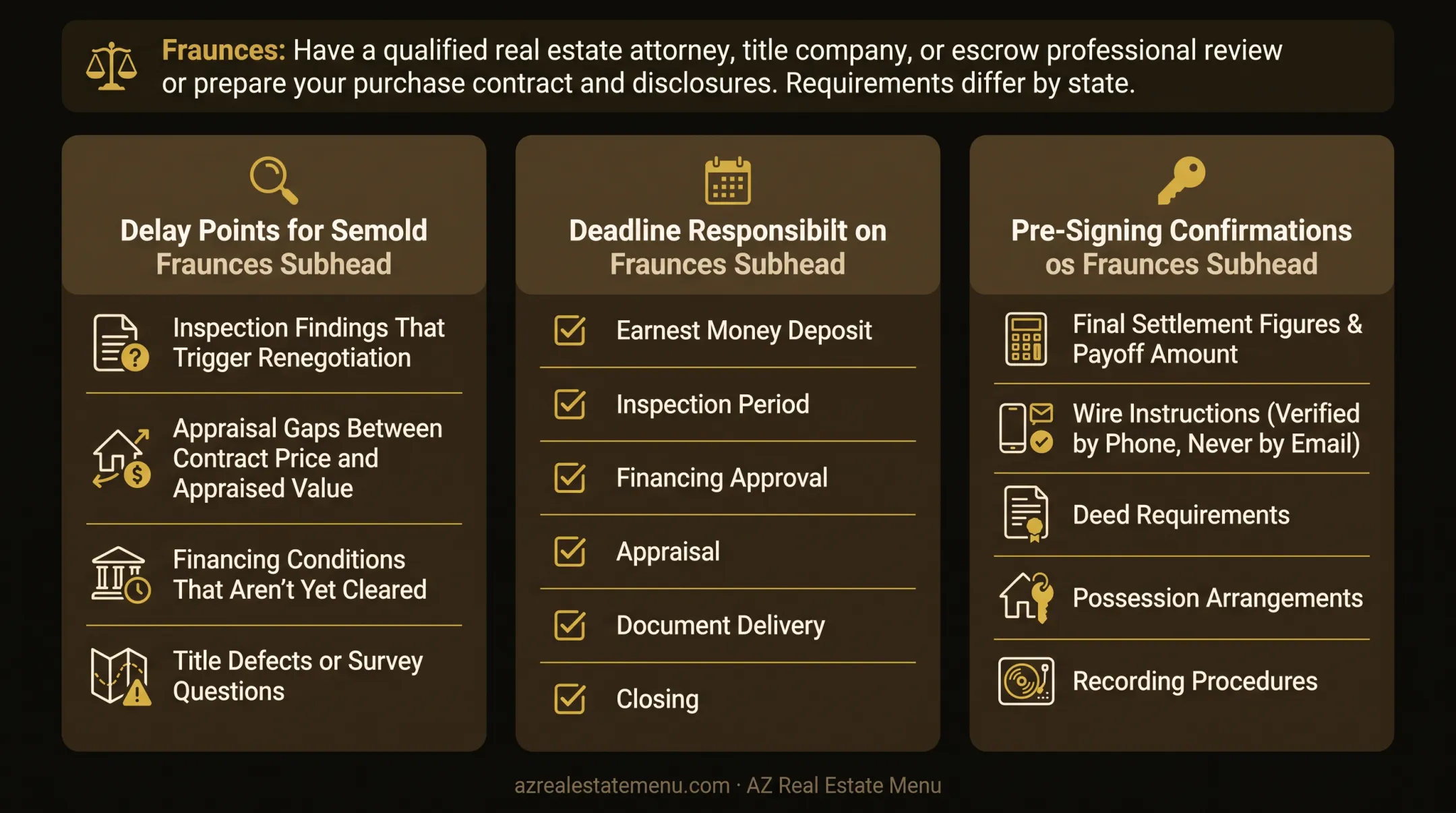 Six-stage FSBO transaction timeline from earnest money to closing