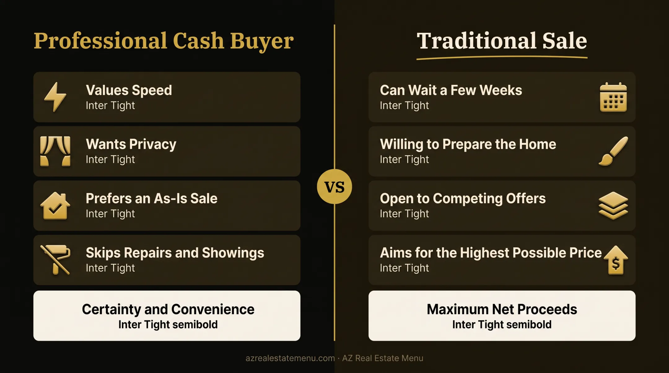 Professional house buyer versus traditional sale priorities comparison