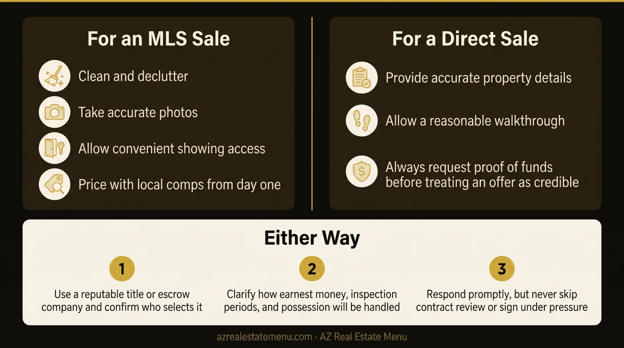 Three-step home sale closing process for verified buyers