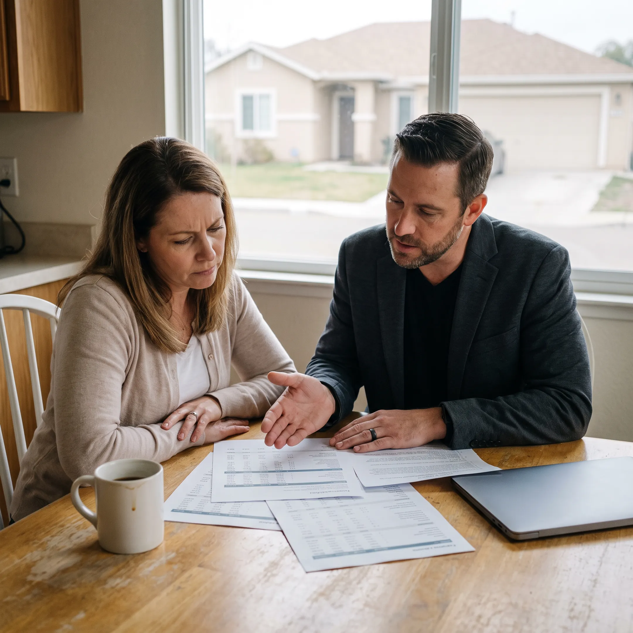 Homeowner reviewing a cash offer with a real estate advisor