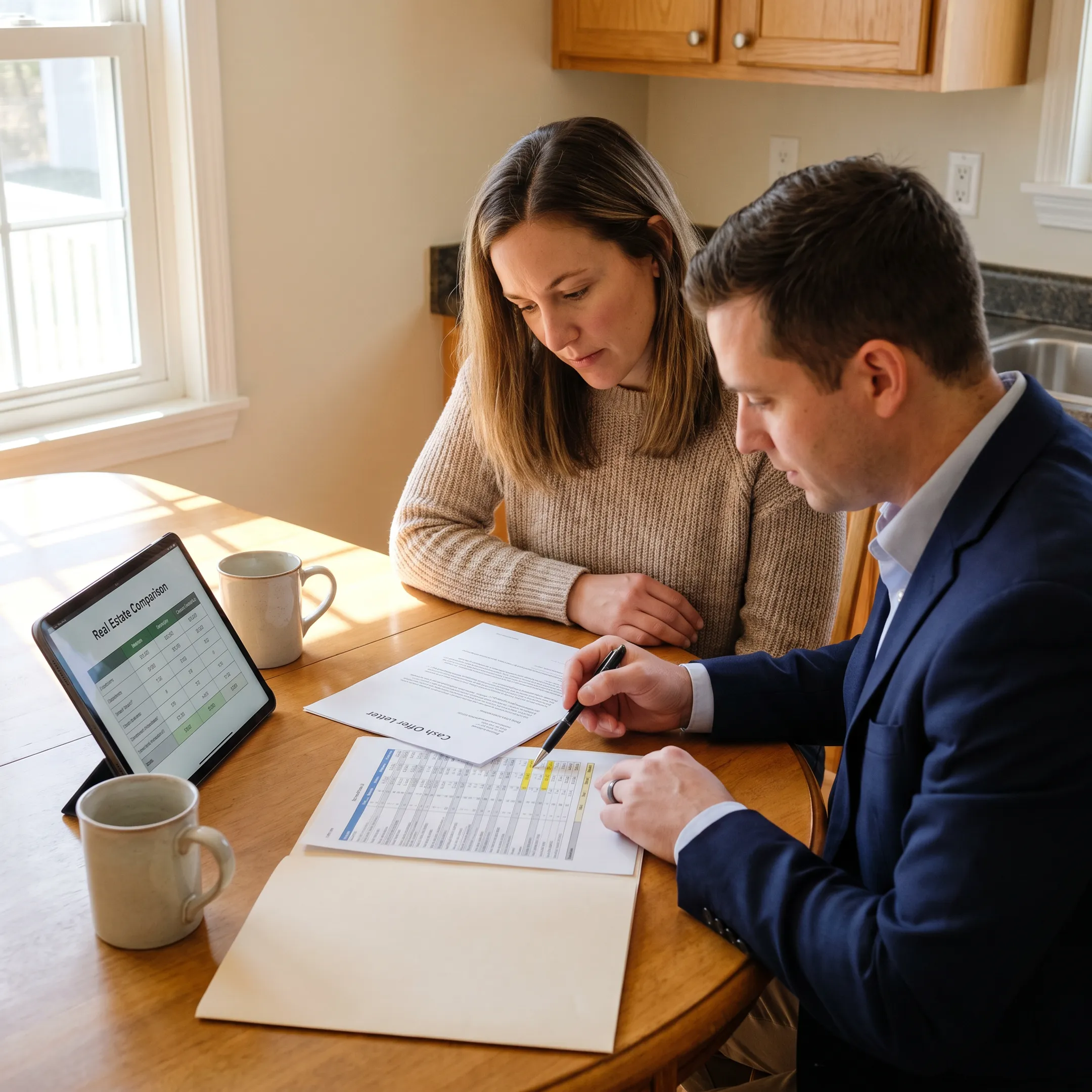 Scottsdale homeowner reviewing cash offer paperwork
