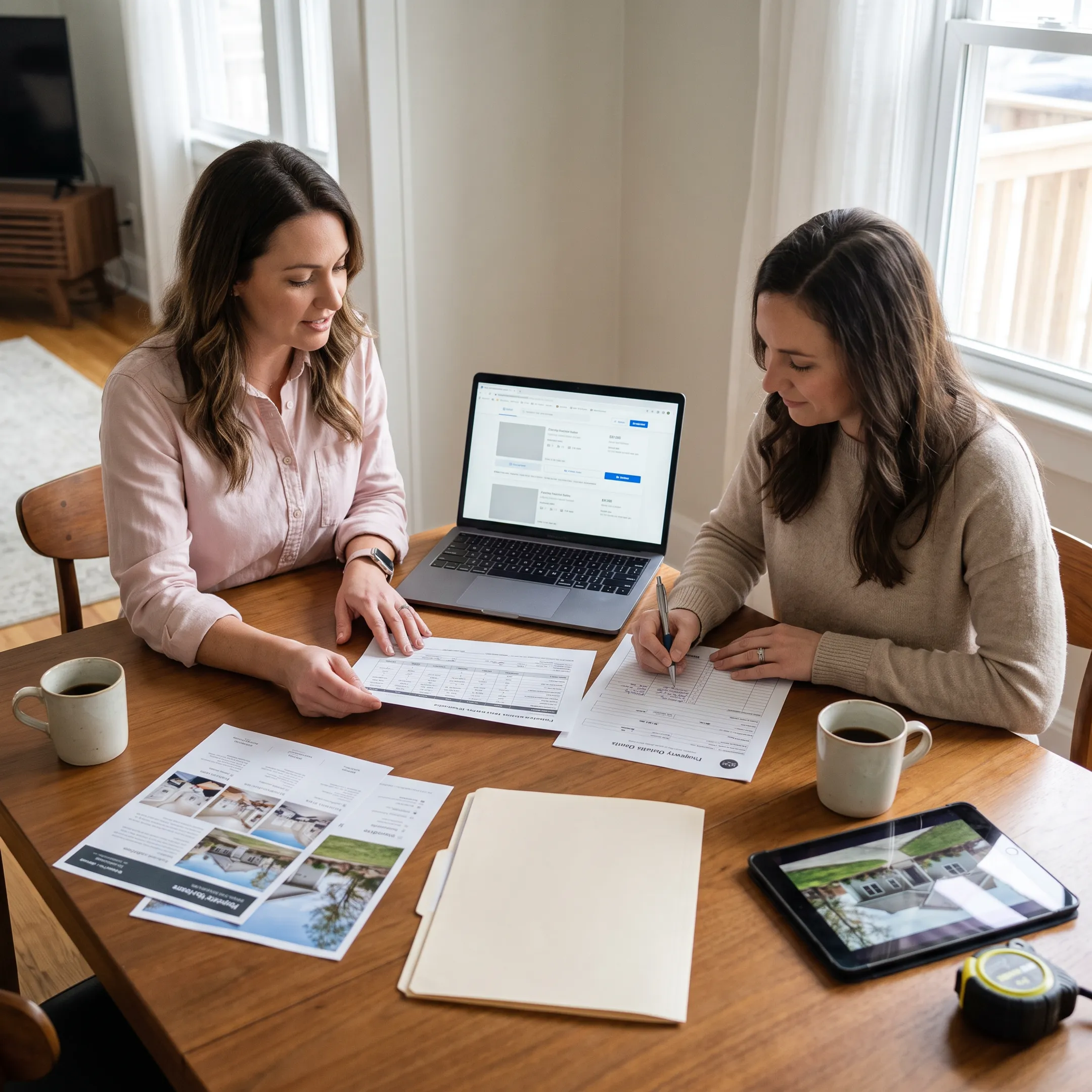 Real estate professional helping a homeowner prepare an MLS property listing