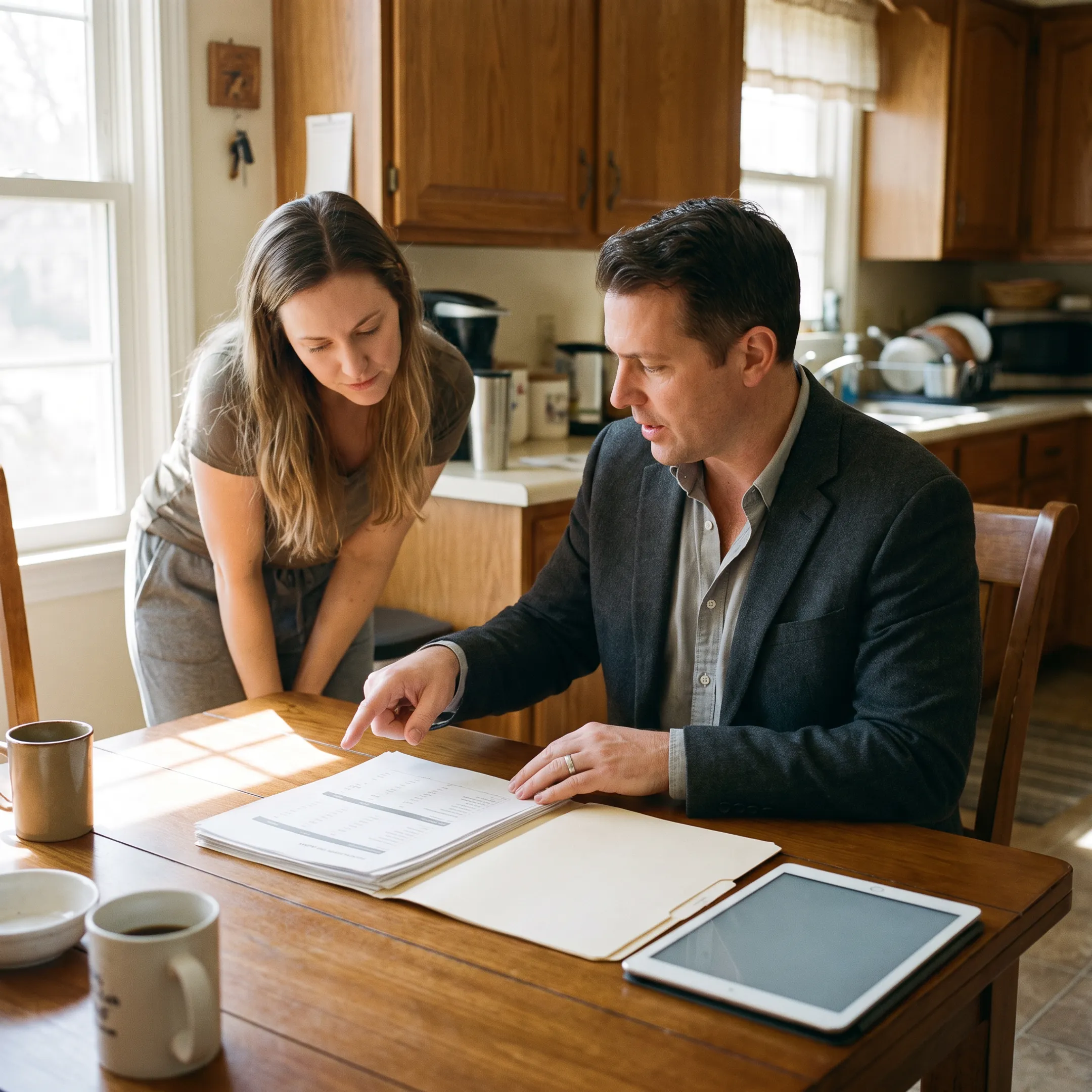 Real estate professional explaining cash-selling options to a Phoenix homeowner