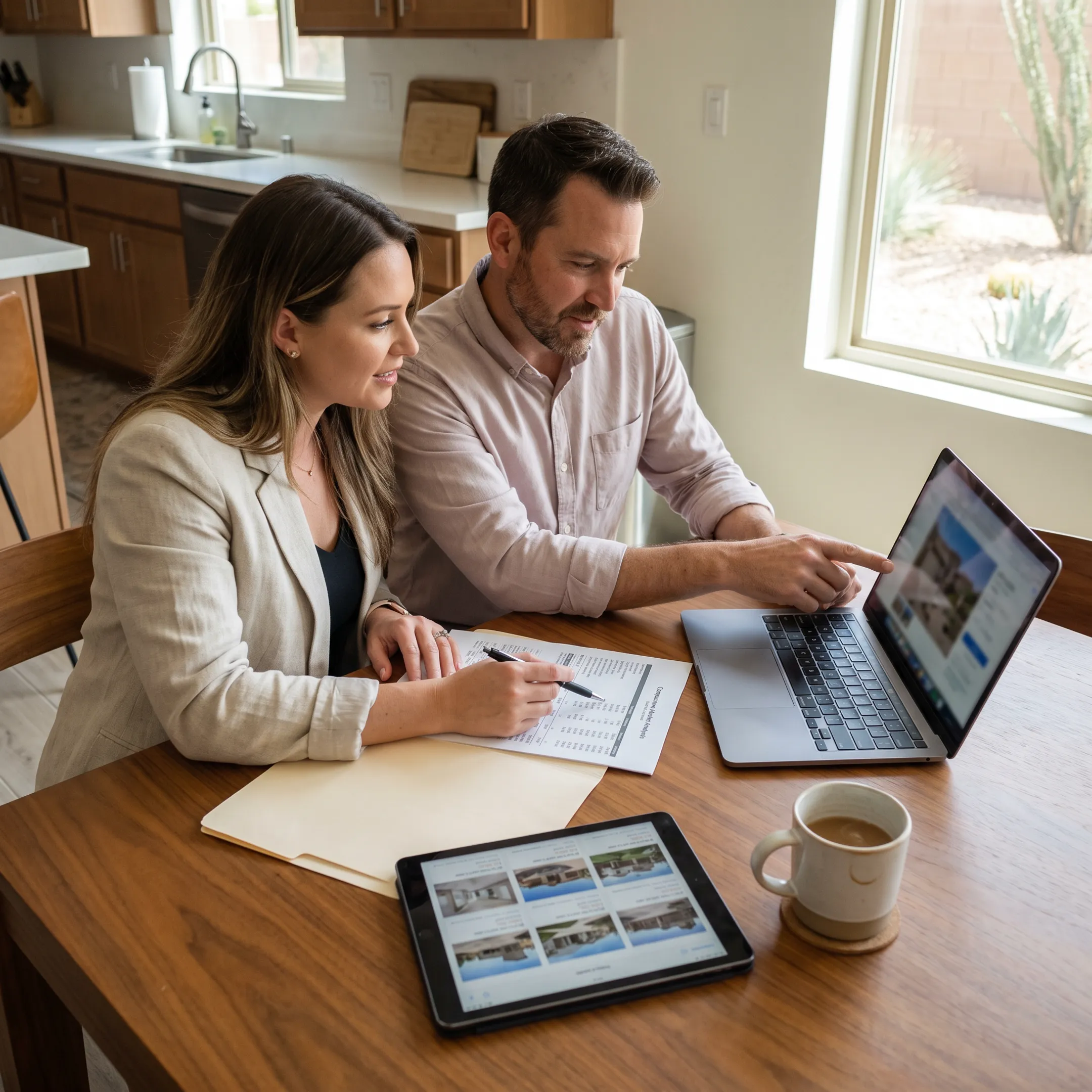 Seller reviewing a flat-fee MLS listing plan with an agent