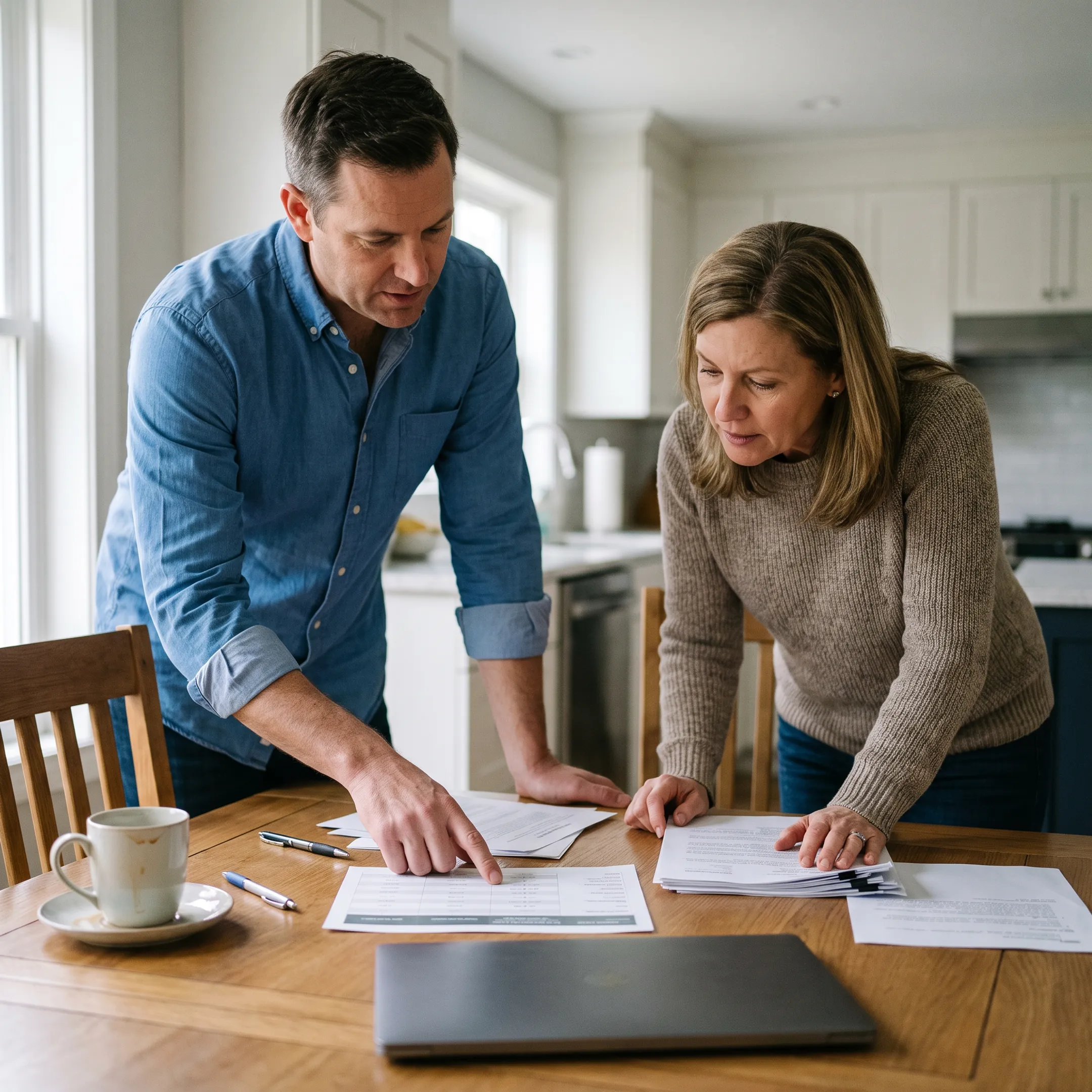 Home seller reviewing cash offer choices with a real estate advisor