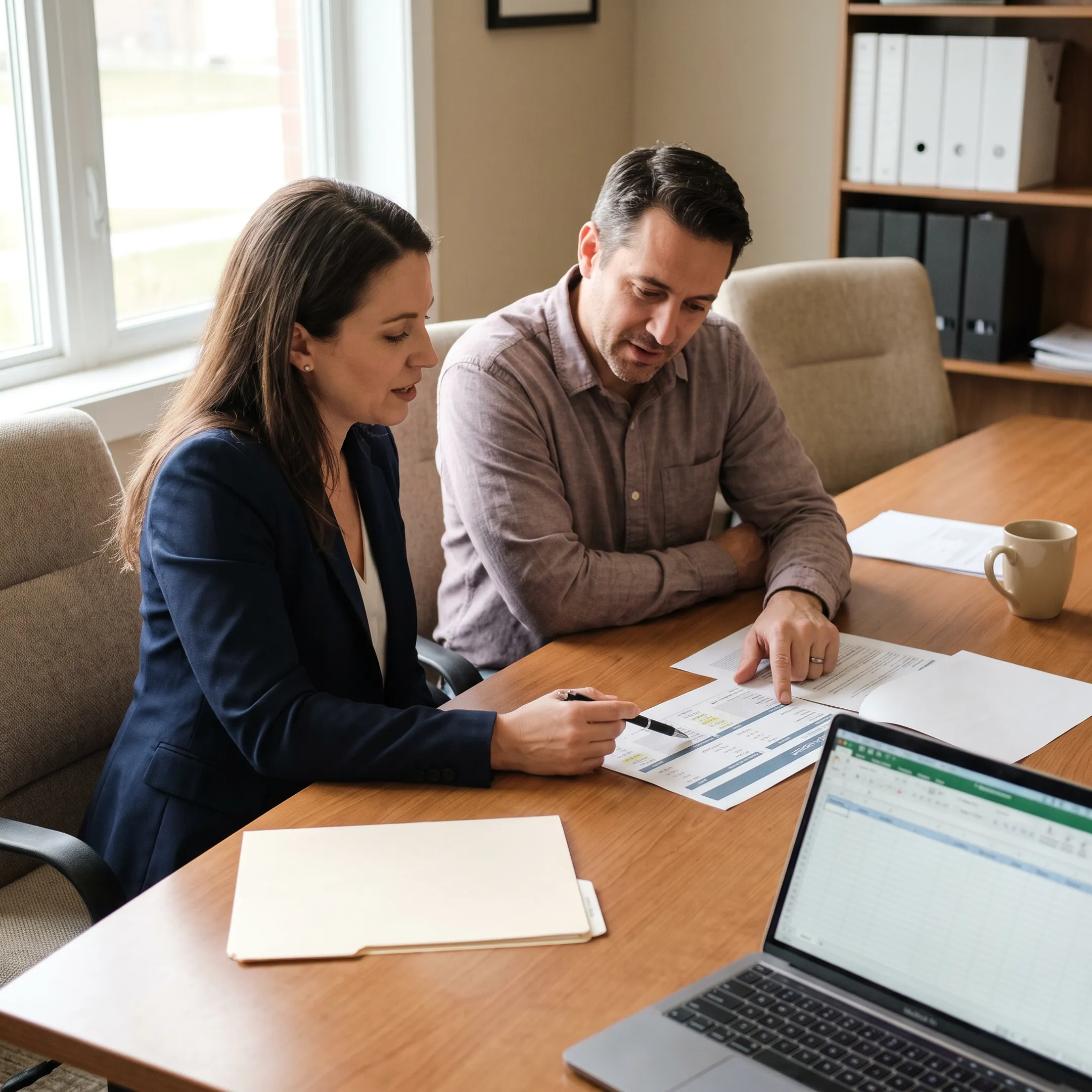 Homeowner comparing property sale options with a real estate advisor