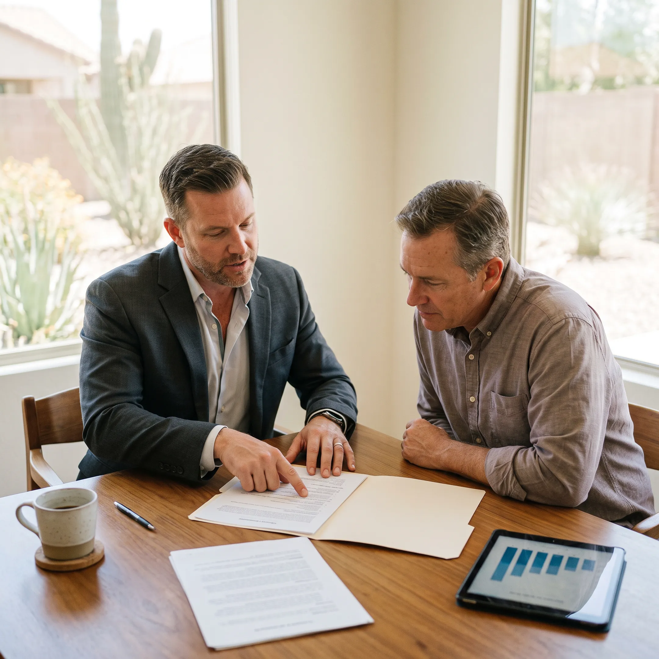 Real estate professional explaining Phoenix cash offer options