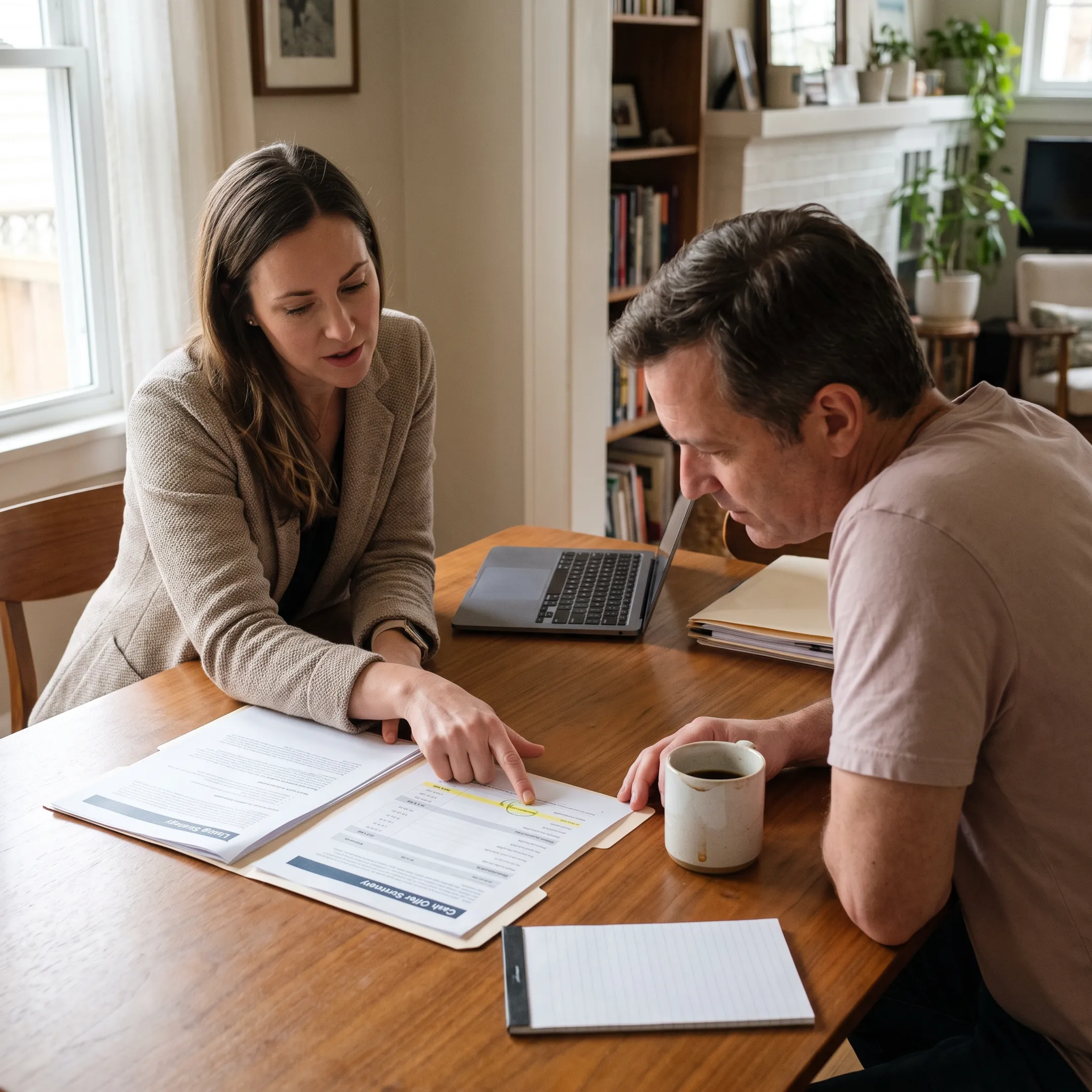 Real estate agent comparing home selling options with an Arizona homeowner