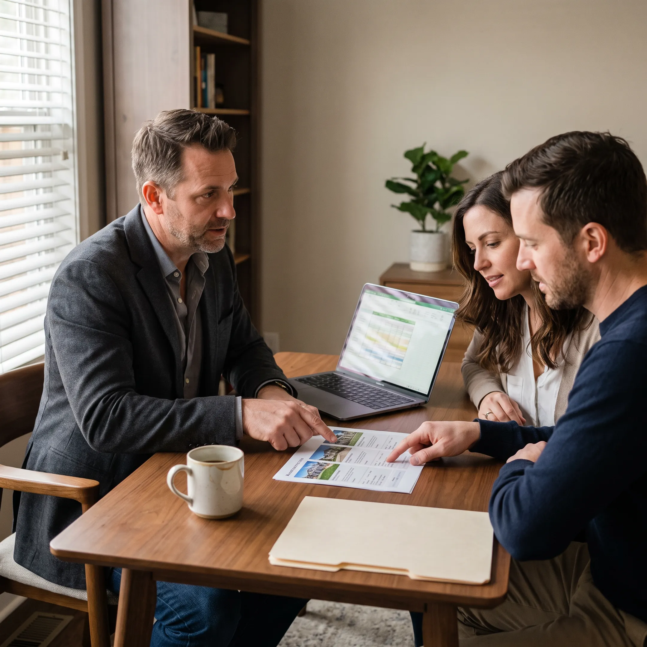 Agent explaining real estate commission alternatives to a client