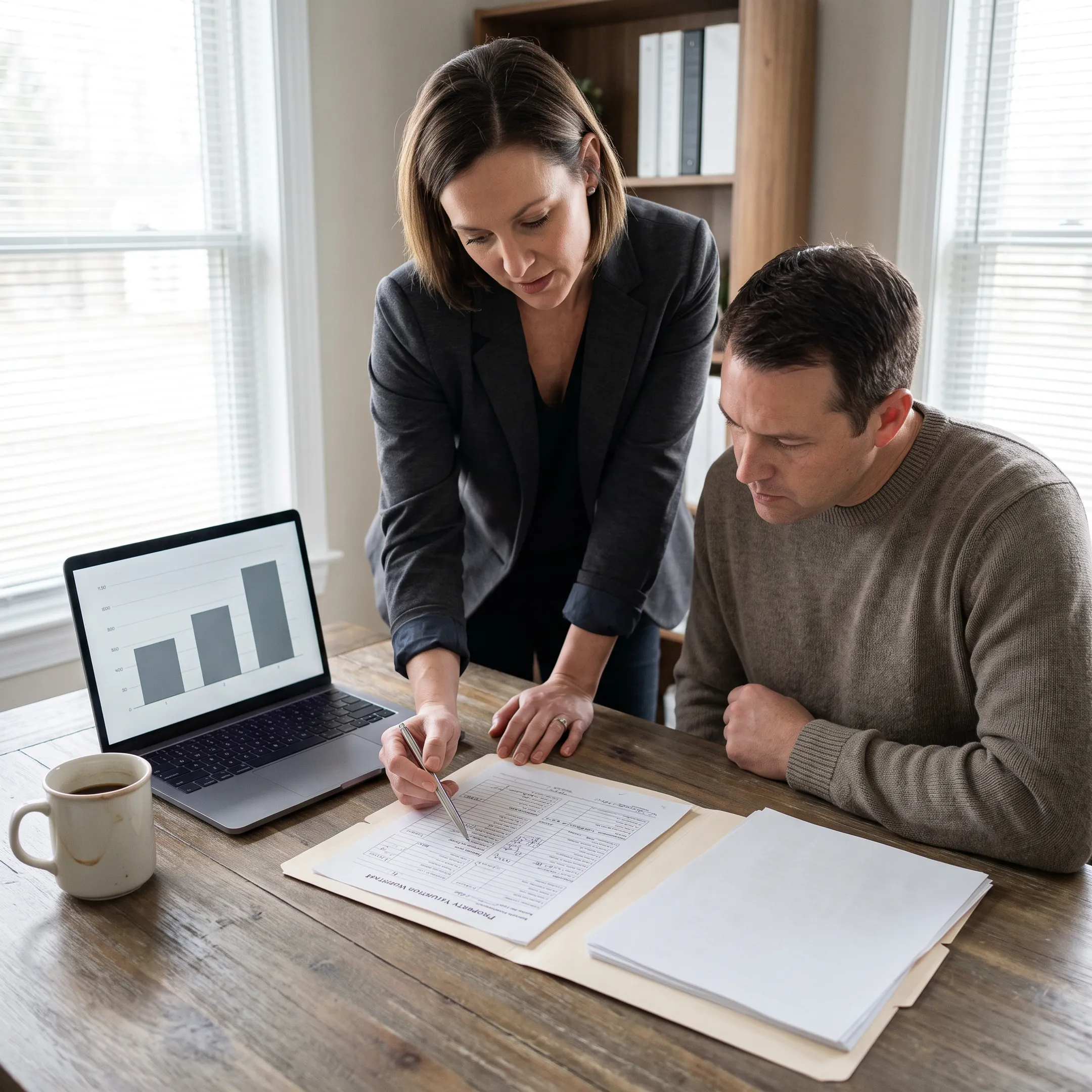 Seller comparing home-selling options with an advisor