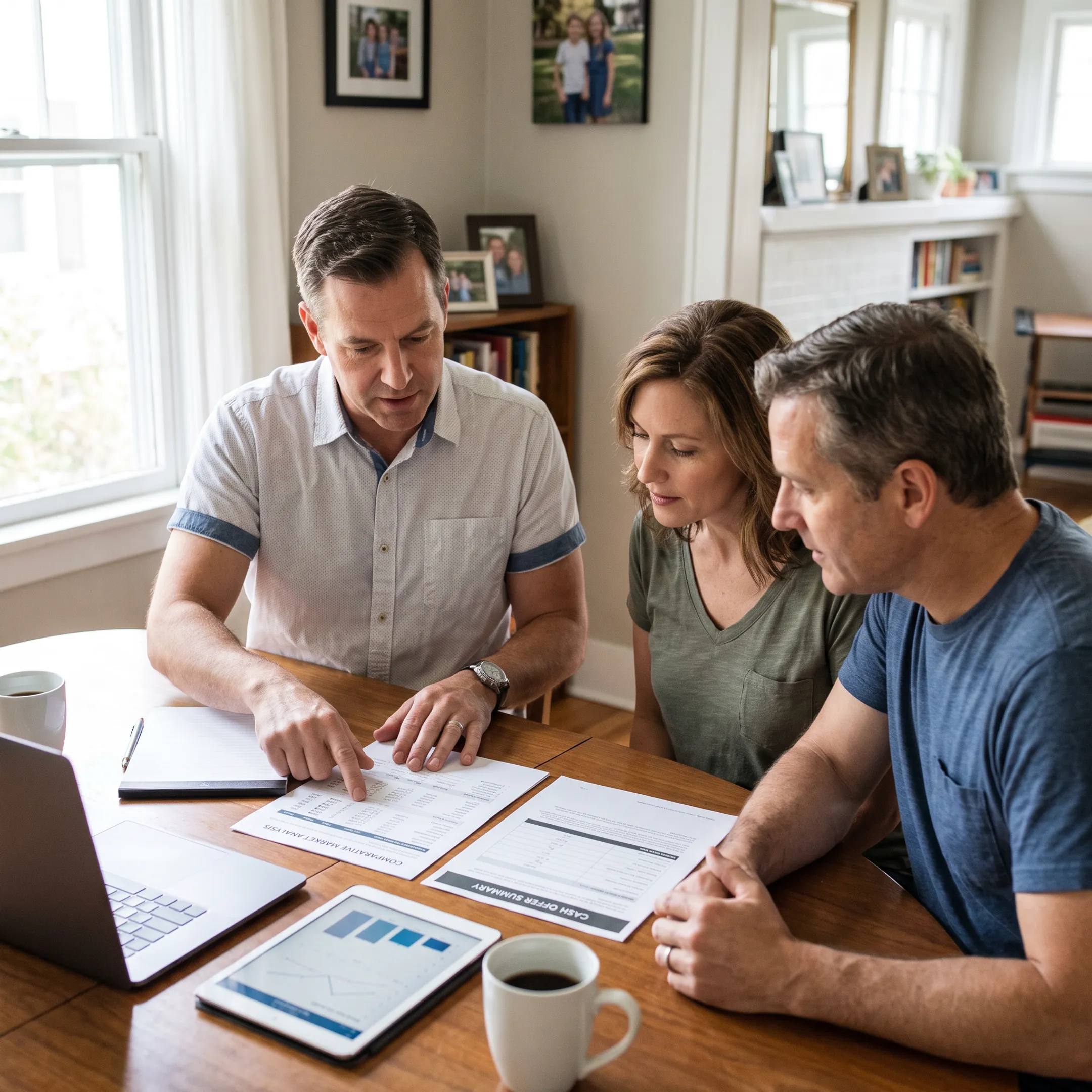 Homeowners reviewing a cash offer