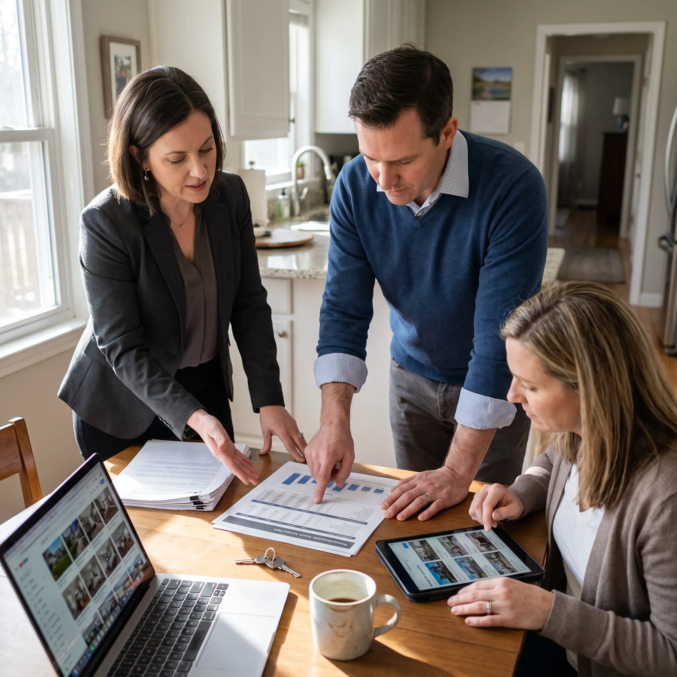 Property owners discussing a residential sale