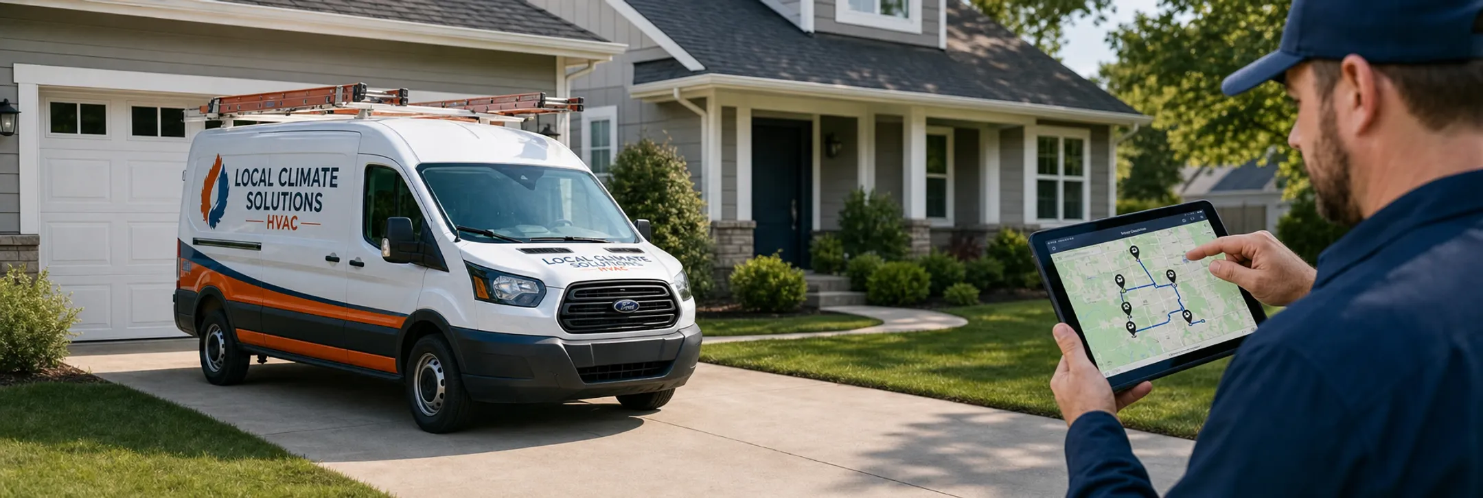 service technician van equipped with GPS tracking for HVAC dispatch