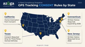 U.S. state law comparison for company-owned equipment GPS tracking consent