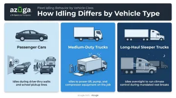 Idling patterns comparison across passenger cars trucks and sleeper cabs
