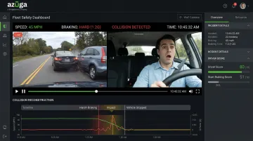 AI dashcam collision reconstruction technology showing driver footage and telematics data