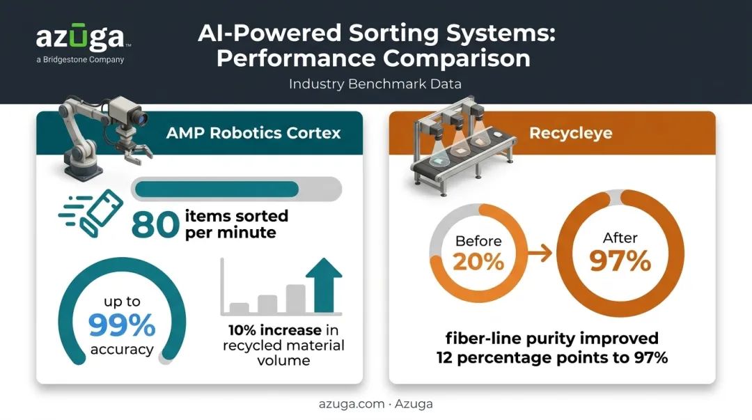 AI recycling sorting systems accuracy and speed performance comparison