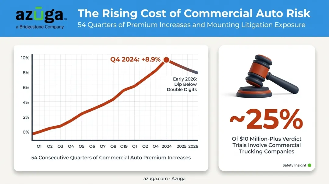 Commercial auto insurance premium increases and nuclear verdict litigation trend 2024-2026