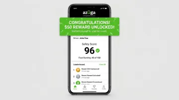 Azuga Social Telematics feature delivering driver rewards via mobile app