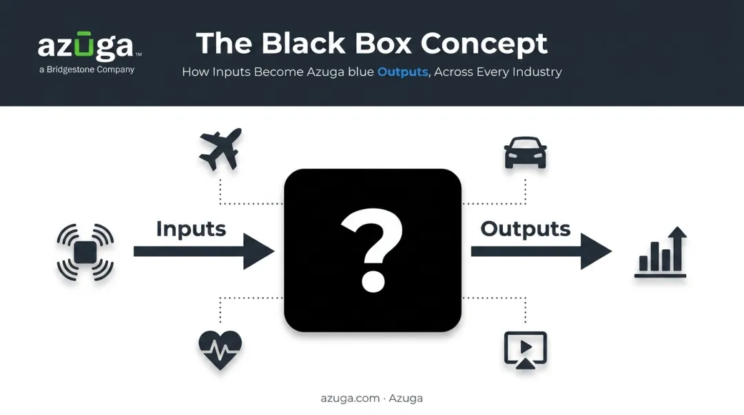 Black box systems diagram showing input output hidden process concept