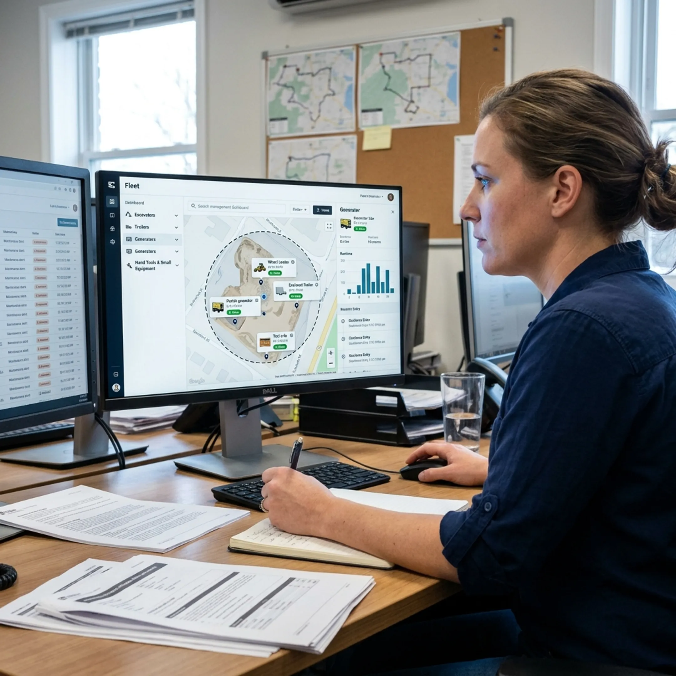 Field equipment tracked through an asset management dashboard