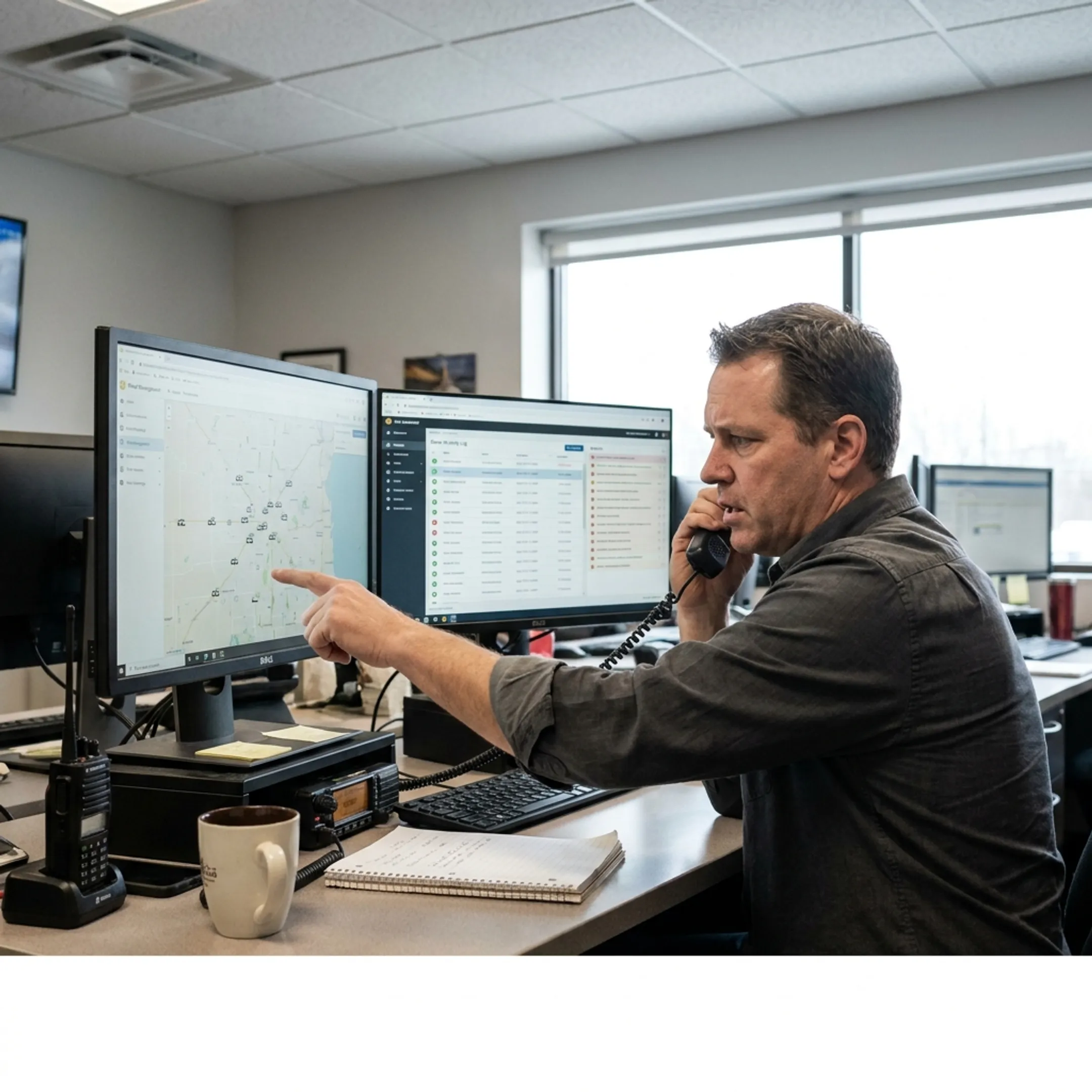 Dispatcher monitoring taxi fleet data