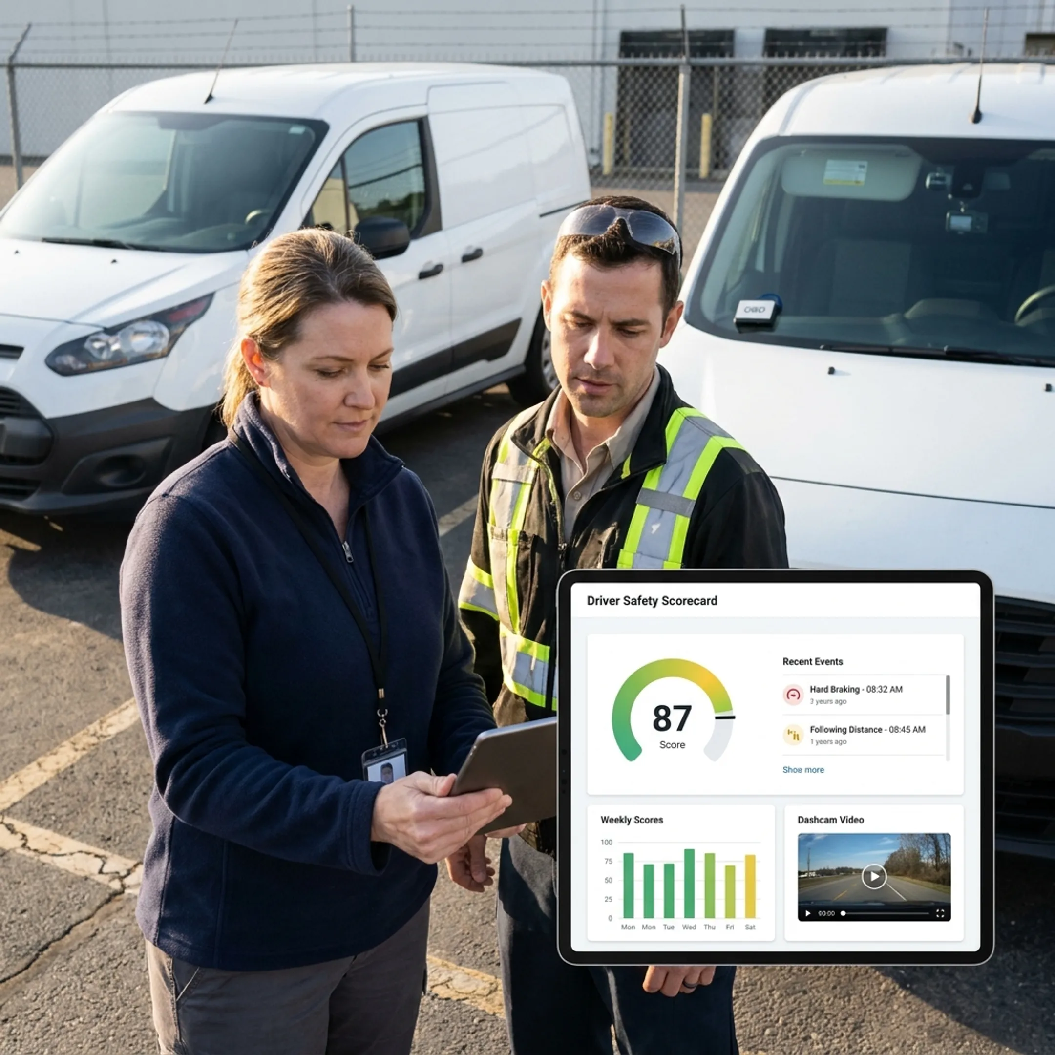 Driver receiving fleet safety coaching