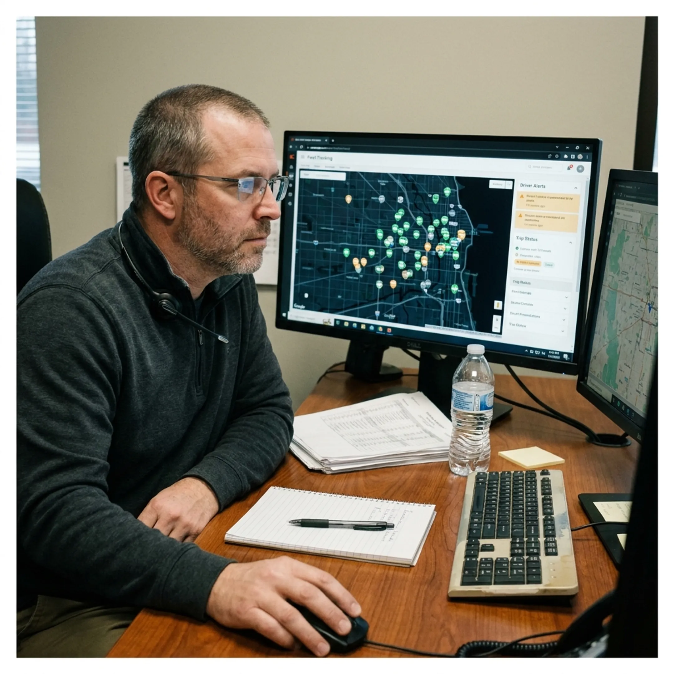 Dispatcher using taxi fleet management software