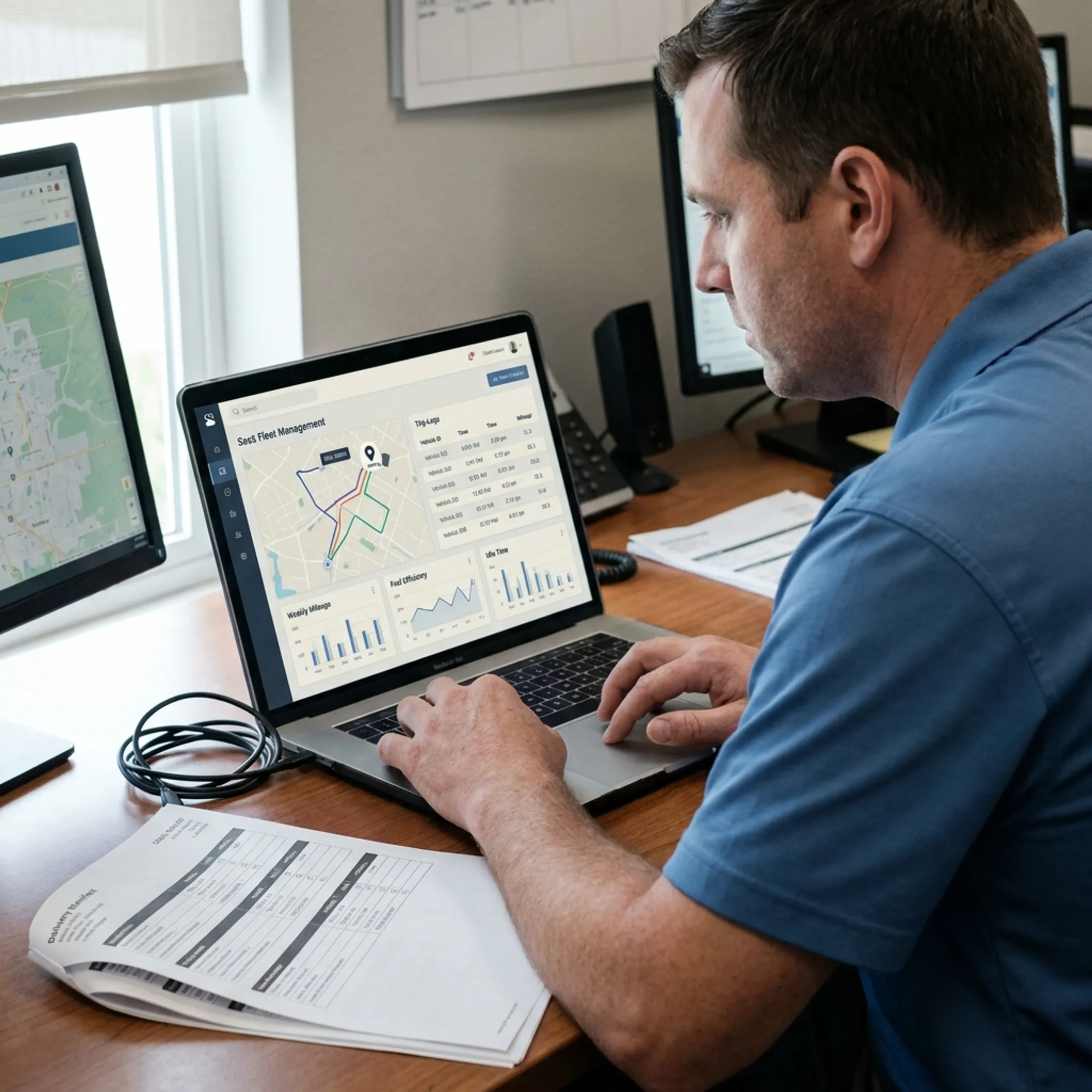 Fleet software displaying trip and mileage data