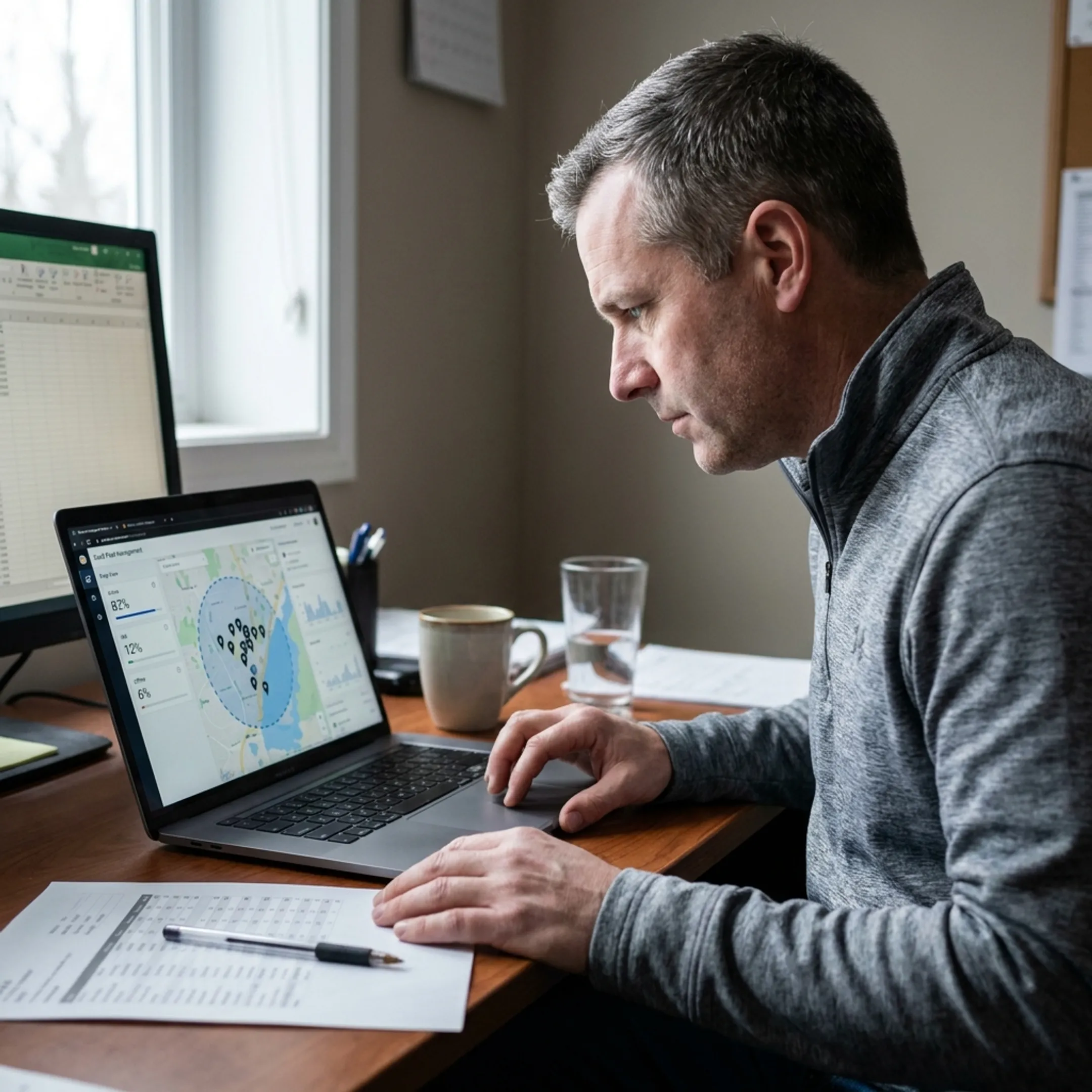 Manager monitoring rental equipment on a live map
