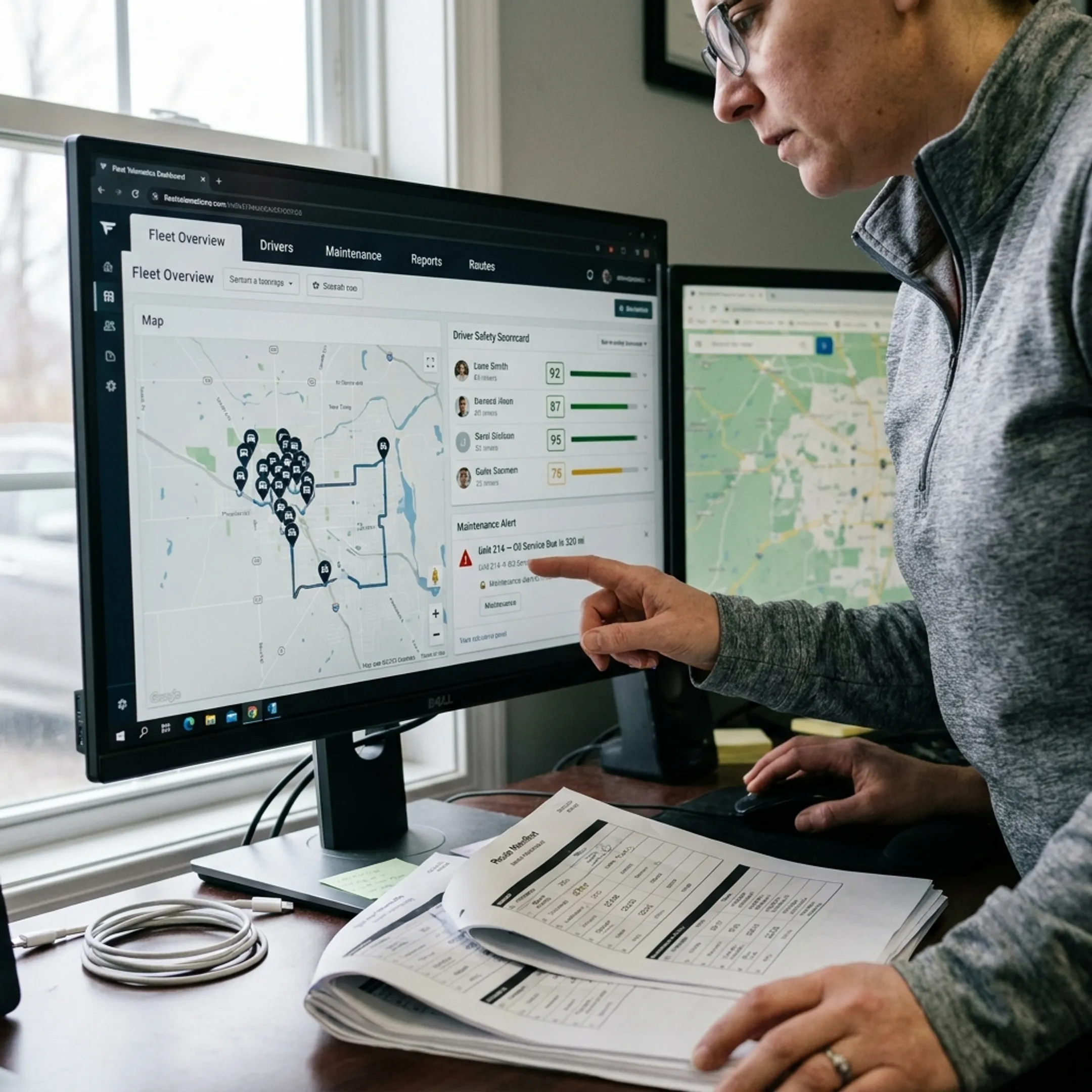 Driver tracking dashboard with vehicle safety insights