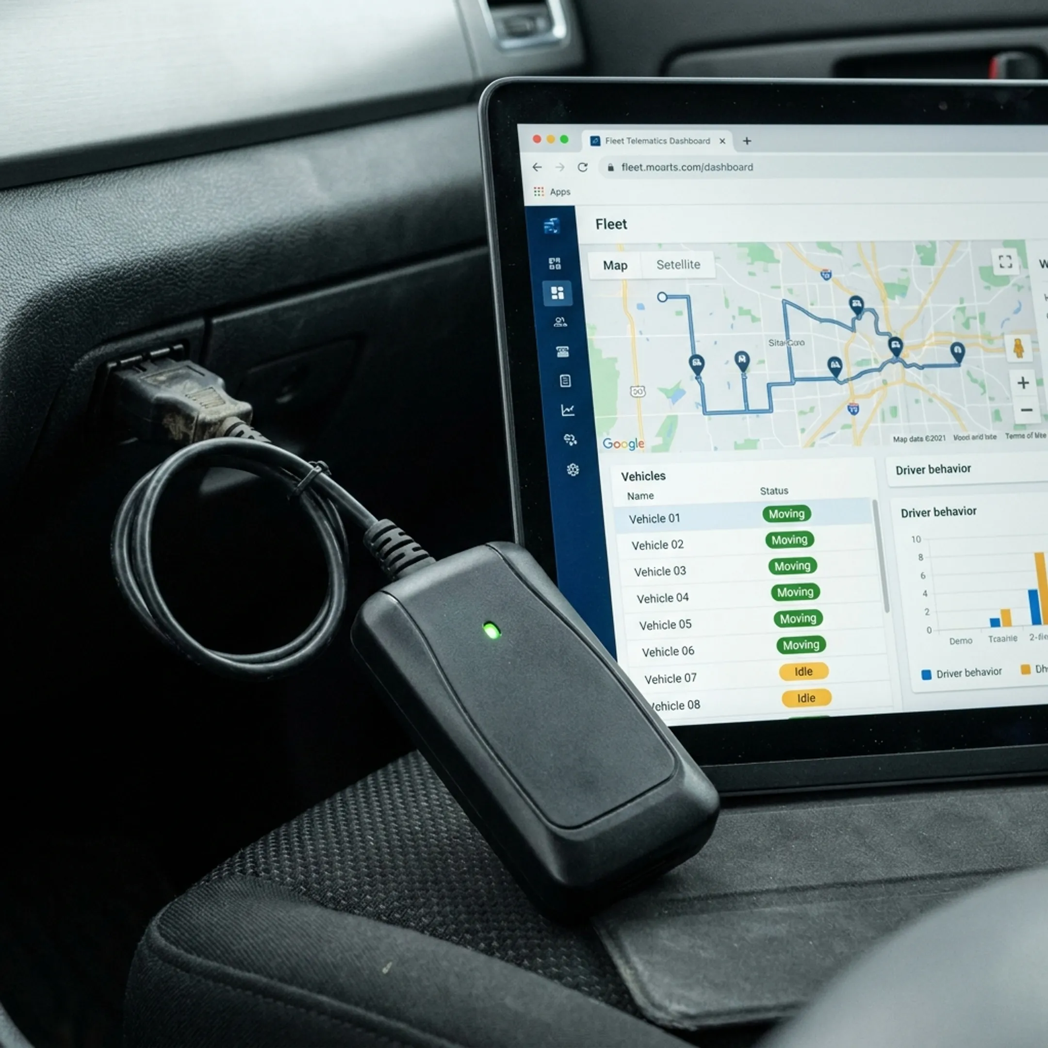 GPS device and fleet tracking dashboard