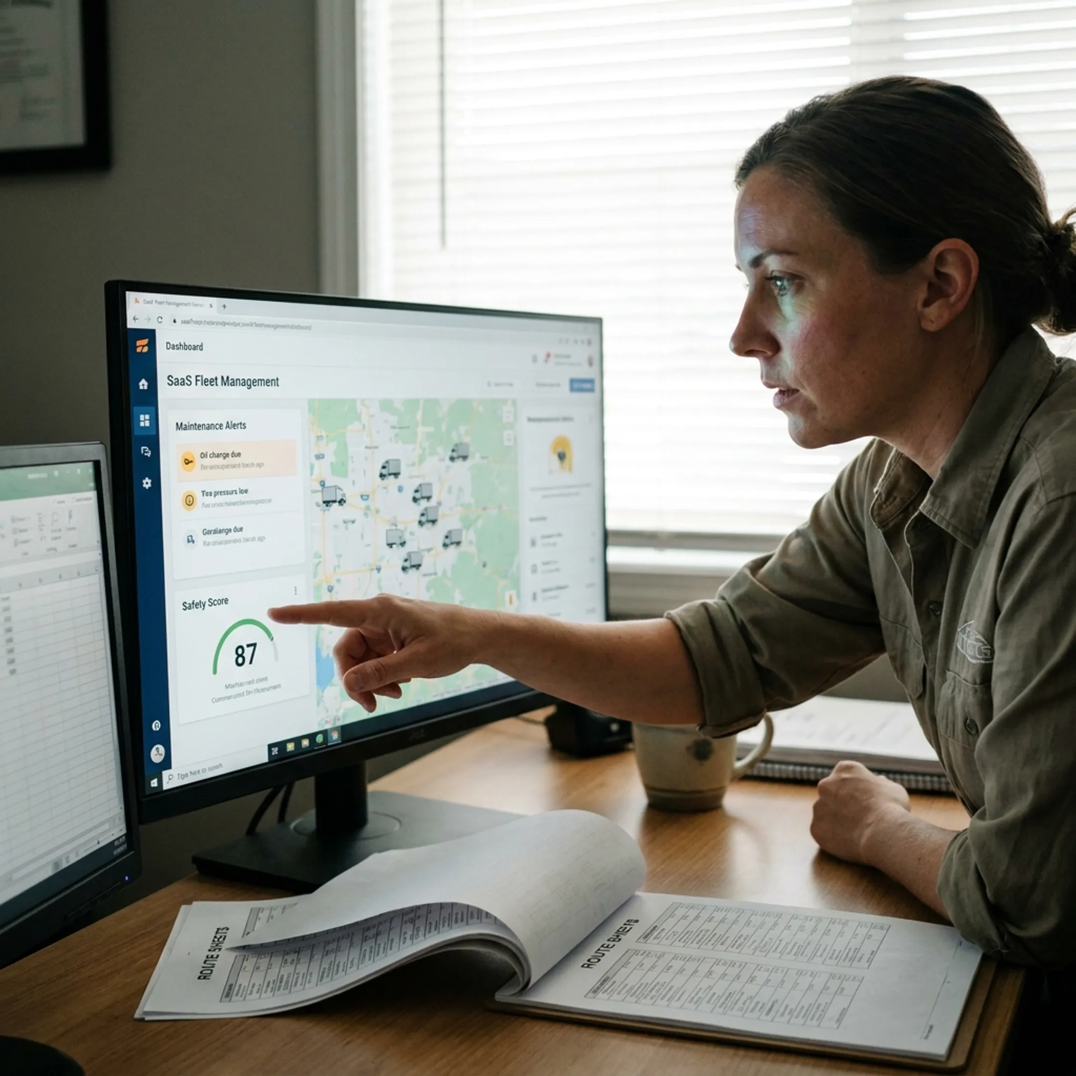 Commercial fleet dashboard on laptop