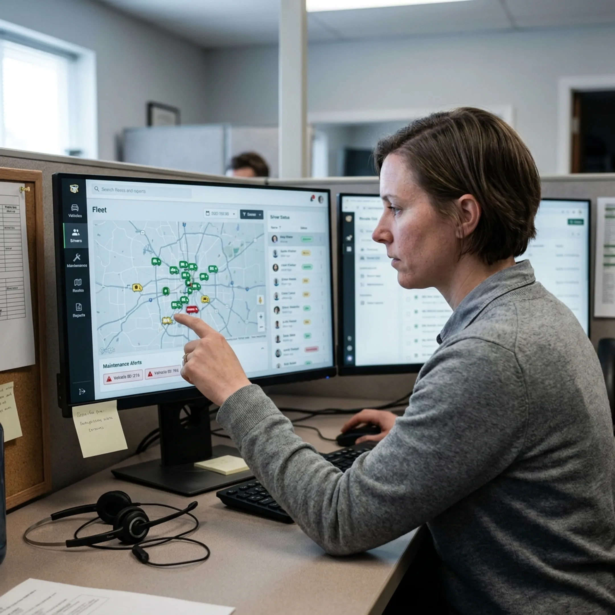 Dispatcher using connected fleet management platform