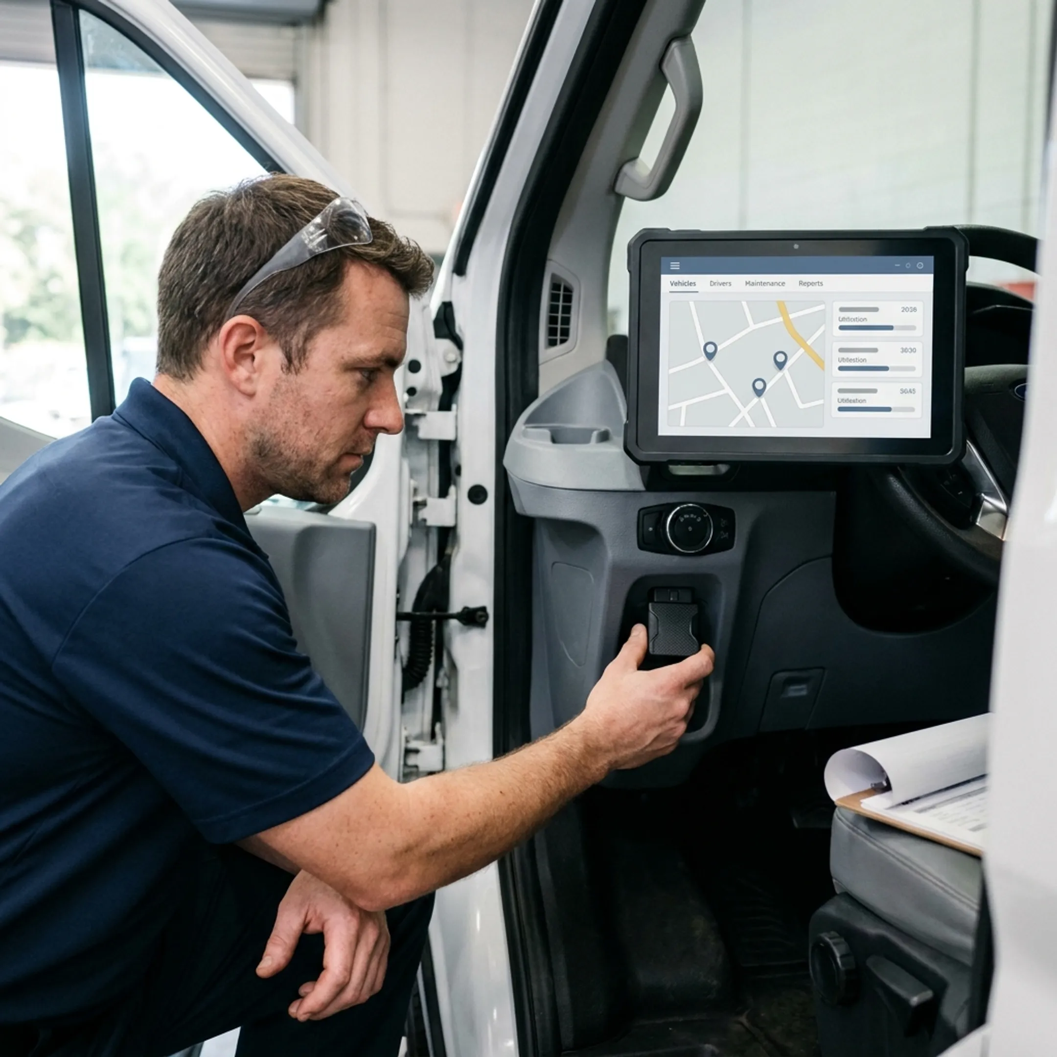 GPS tracker installed in fleet vehicle