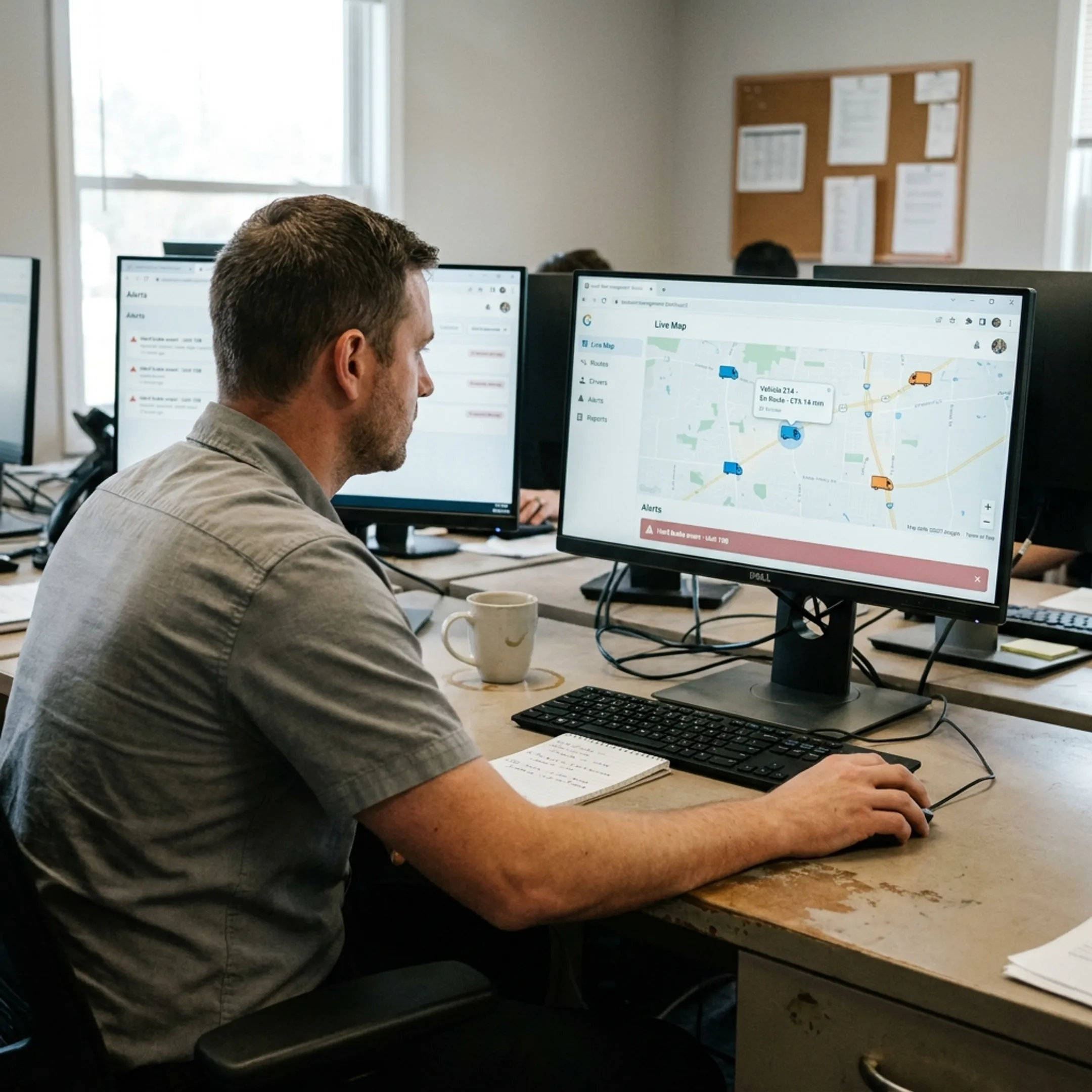 Dispatcher using fleet scheduling software