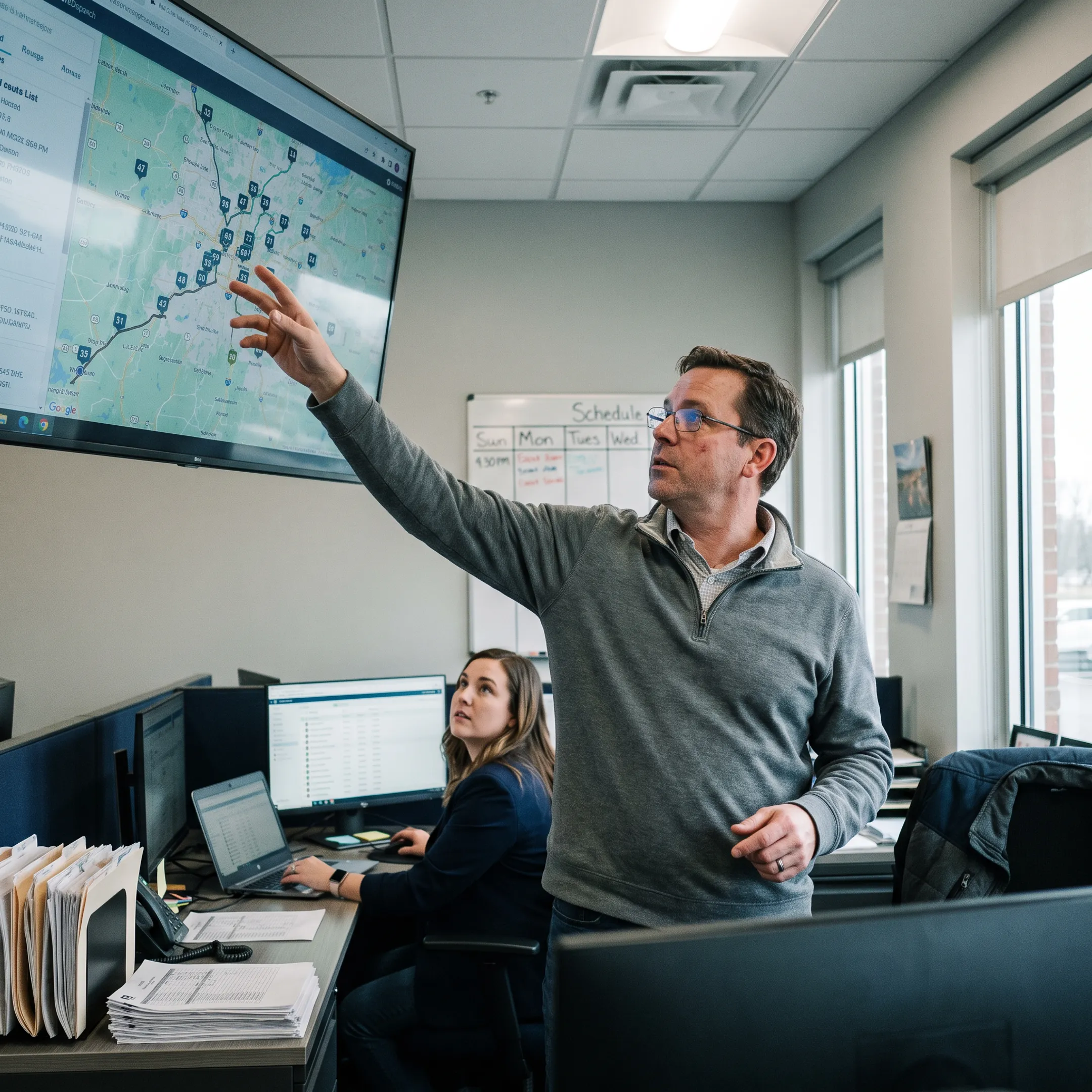 Dispatcher monitoring delivery vehicles on a live map